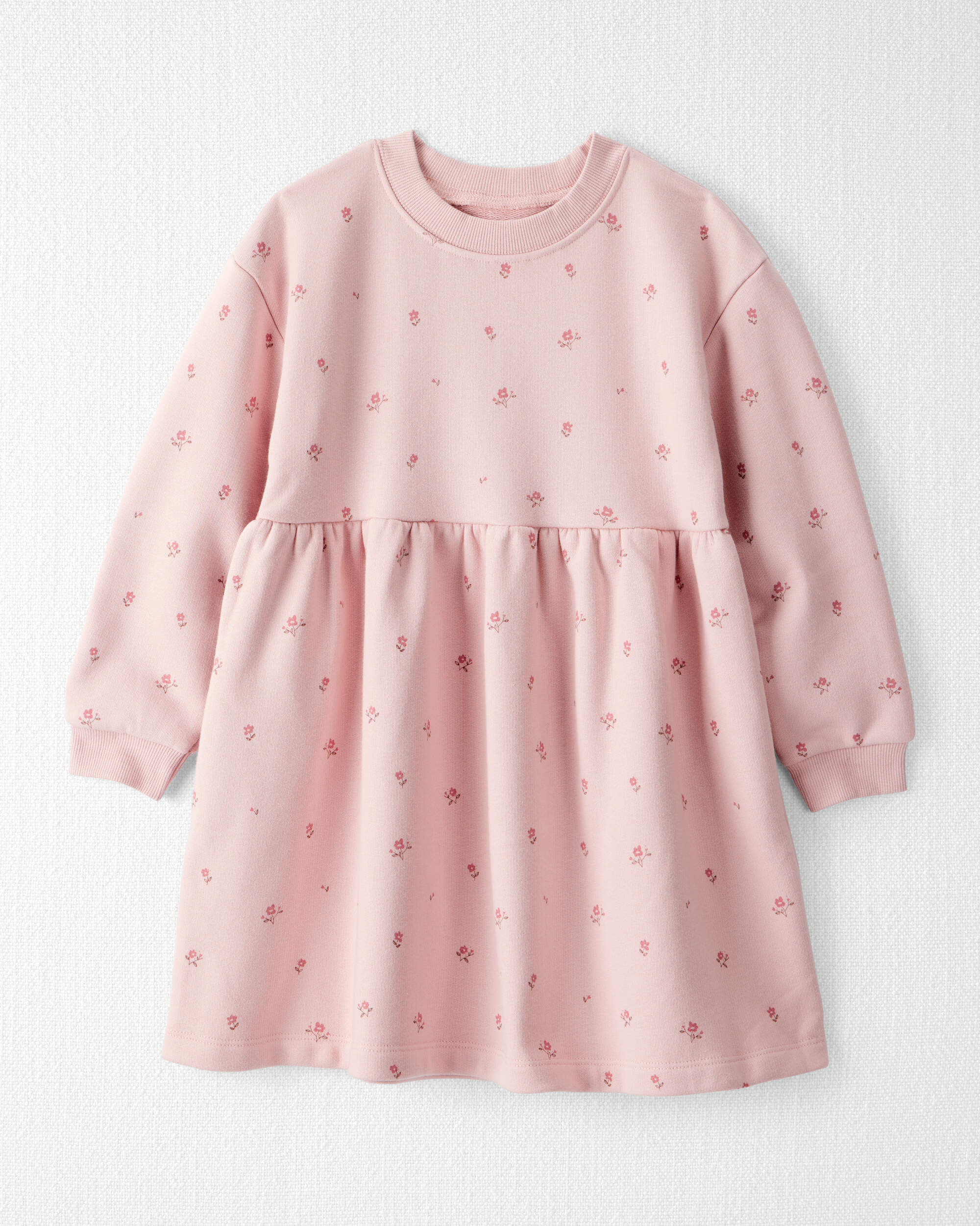 Toddler Girl French Terry Dress Made with Organic Cotton Blush Petals Print