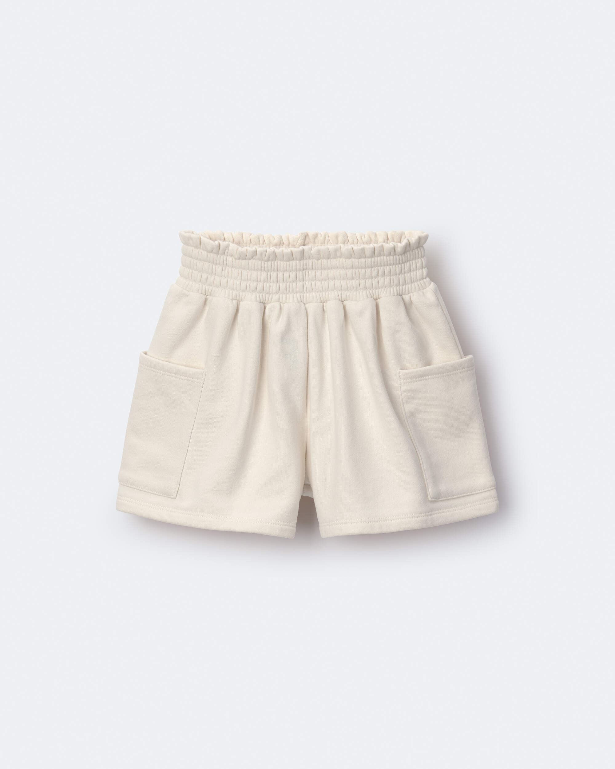 Toddler Girl Fleece Swing Short with Pockets - Cream