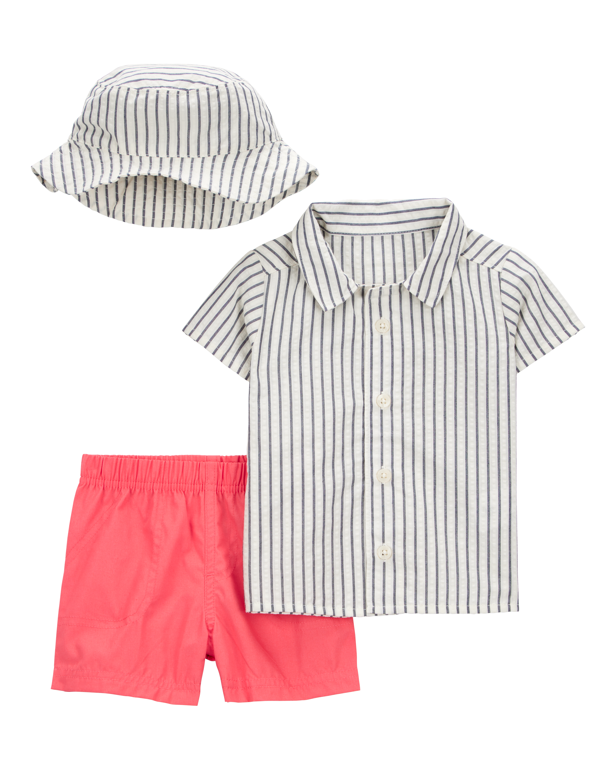Baby 3-Piece Button-Down Shirt & Short Set