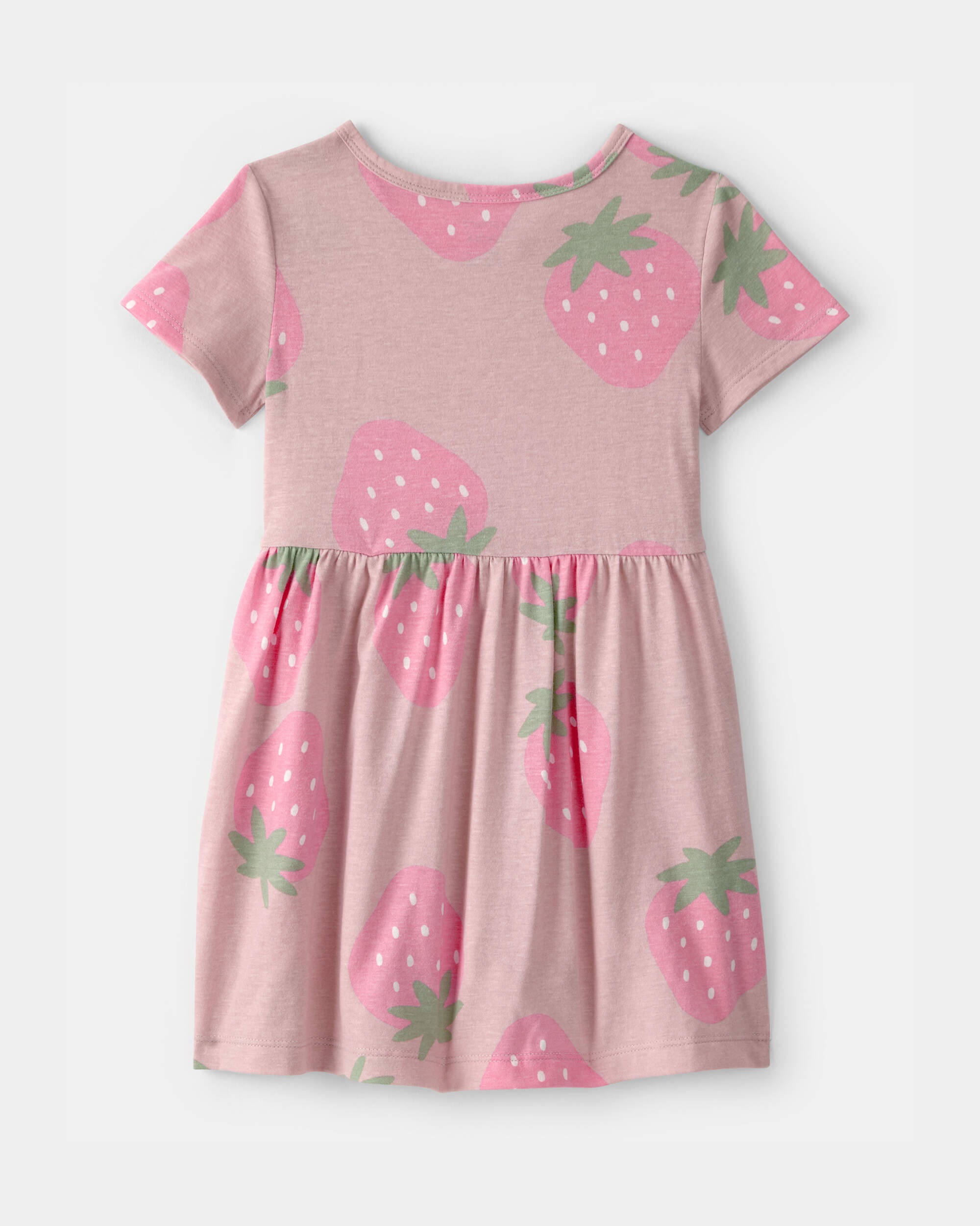 Toddler Girl Strawberry Short-Sleeve Dress - Pink