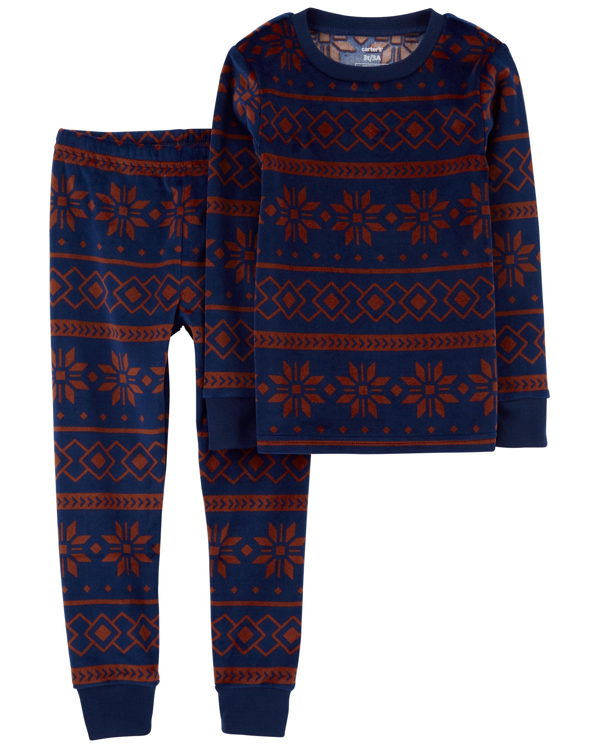 Navy 2 Piece Fair Isle Fuzzy Velboa Pyjamas Carter s Oshkosh Canada