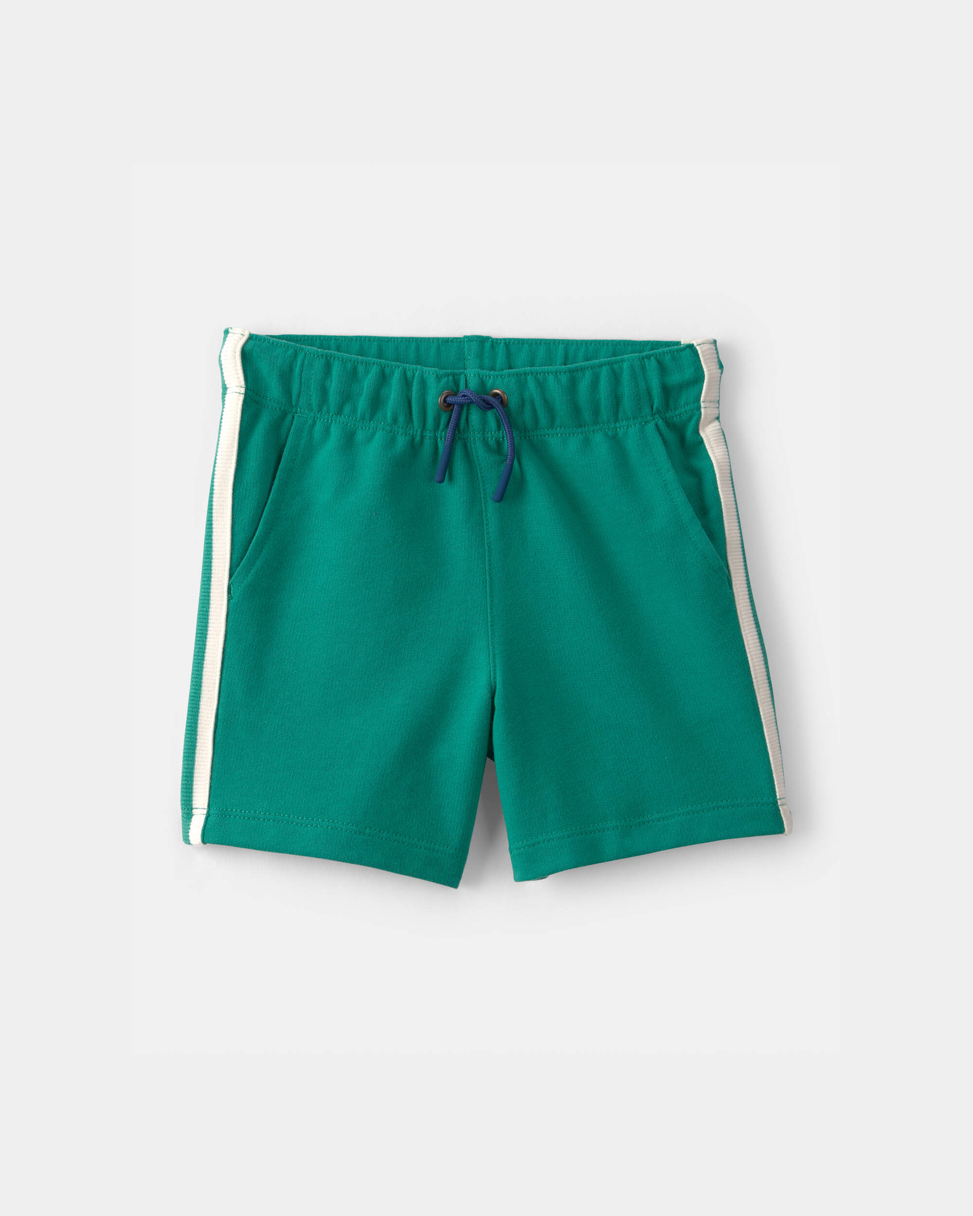Toddler Boy Striped French Terry Shorts - Green/Ivory