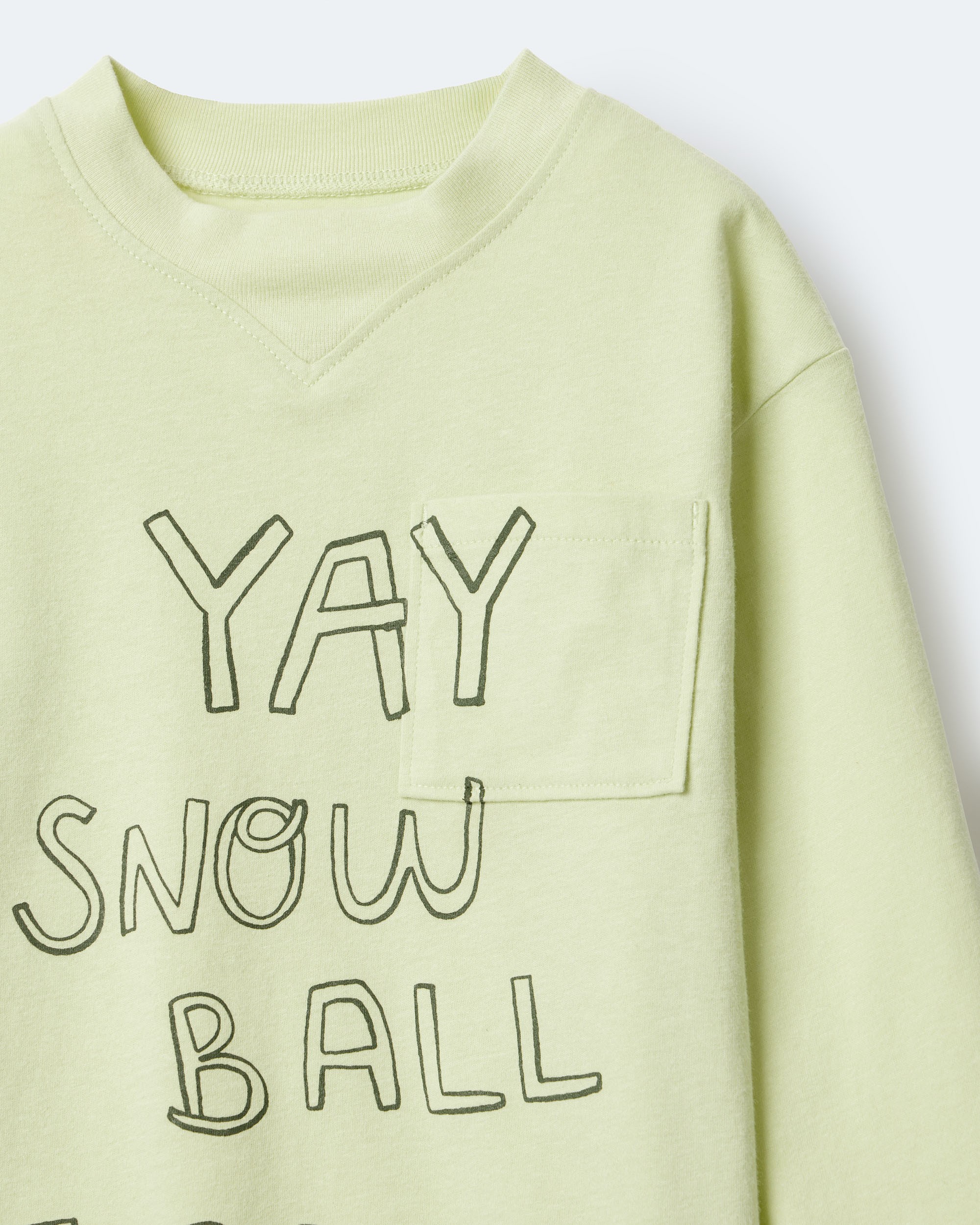 Toddler Snow Ball Fight!' Long-Sleeve Pocket Graphic Tee - Lime