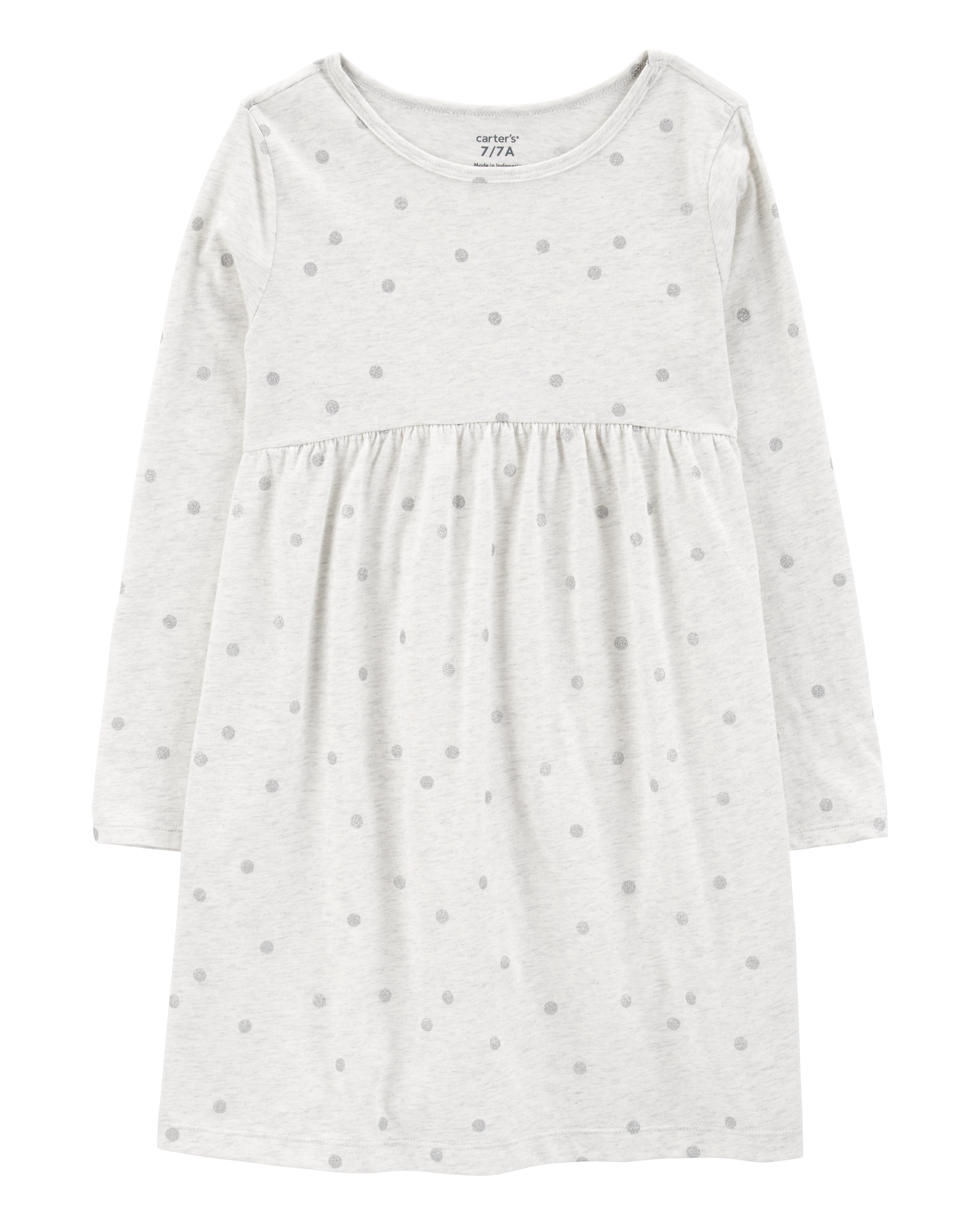 Kid Glitter Polka Dot Long-Sleeve Jersey Dress