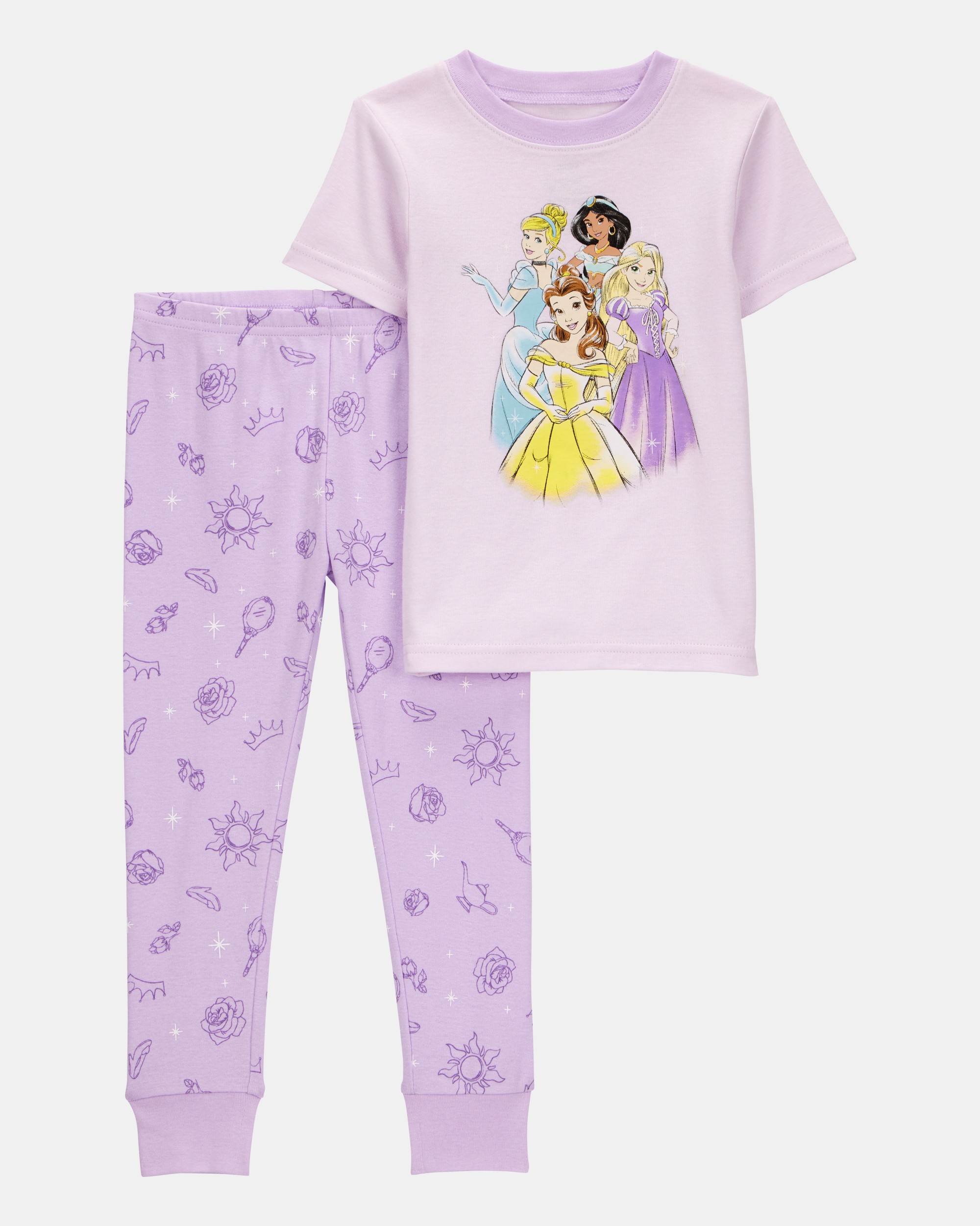 Toddler Girl Disney Princesses Snug Fit 2-Piece Pyjamas - Purple