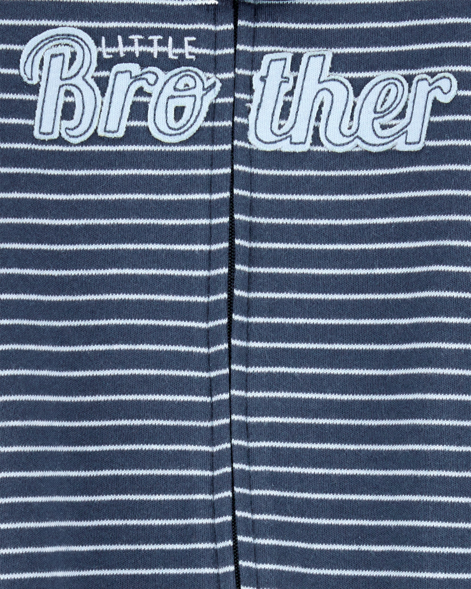 Baby Striped Little Bro 2-Way Zip Cotton Sleeper