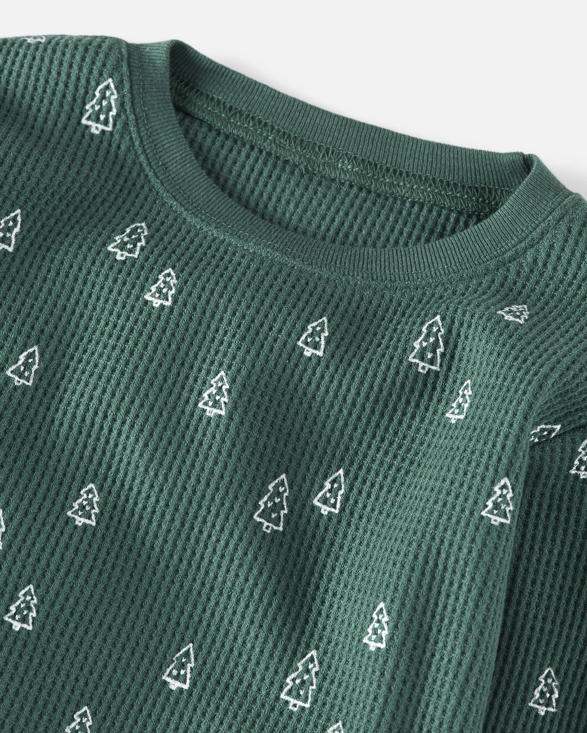Adult Christmas Tree Print Waffle Knit Pyjamas Made with Organic Cotton