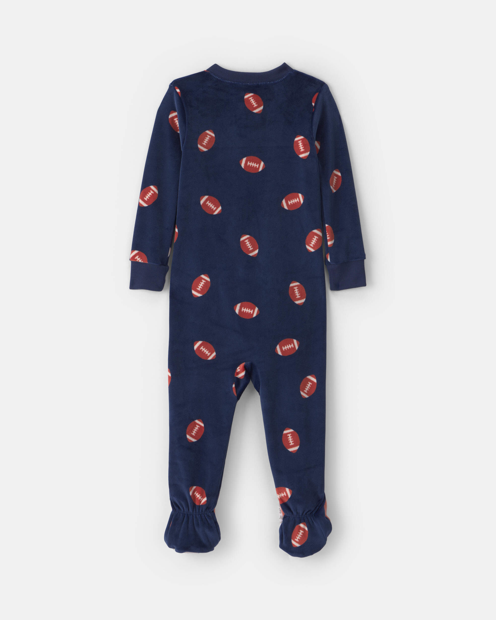 Baby Boy 1-Piece Football 2-Way Zip DreamPlush Snug Fit Footed Pyjama - Navy Blue