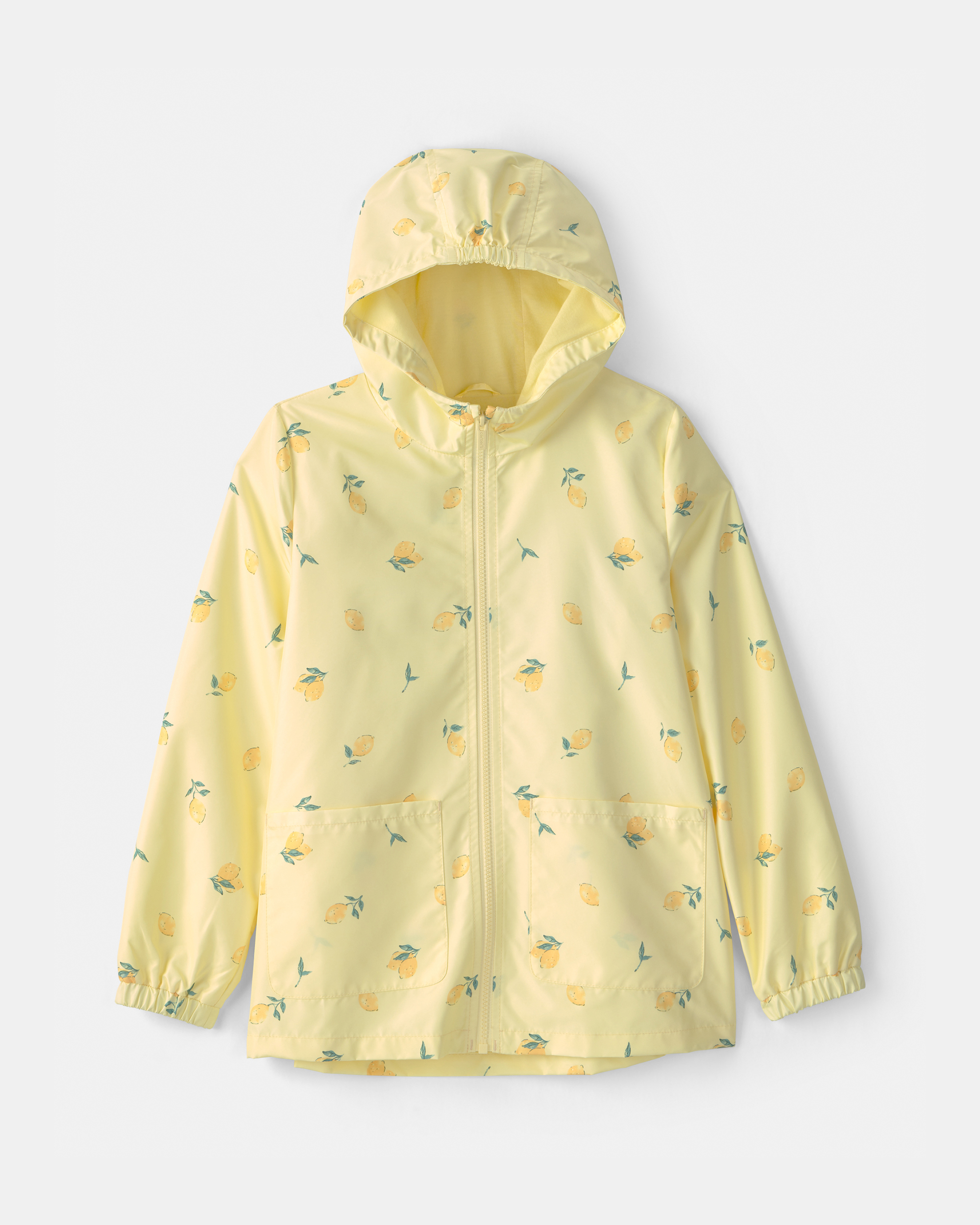Girls Lemon Print Rain Jacket- Yellow