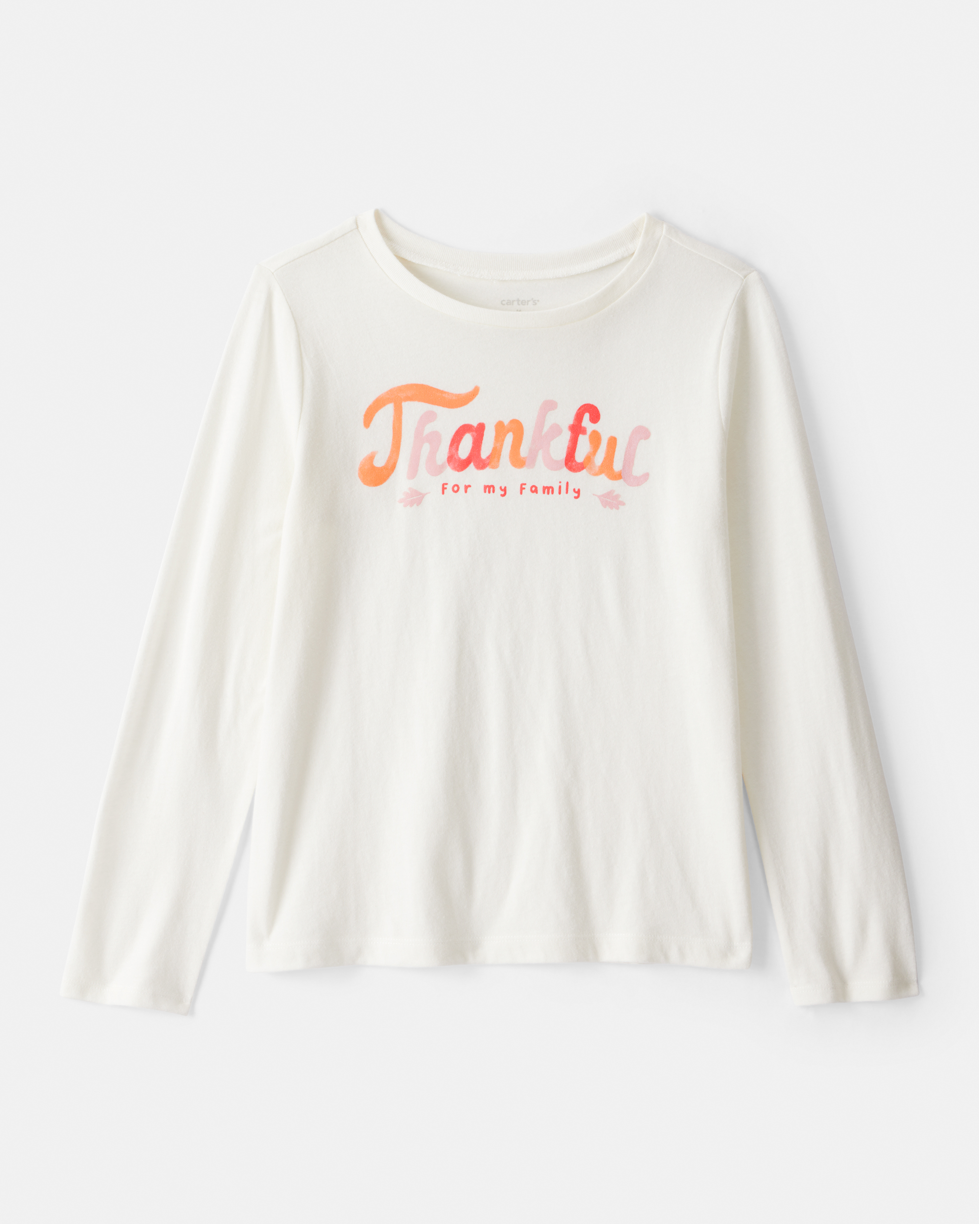 Girls Thankful Long-Sleeve Graphic Tee - White
