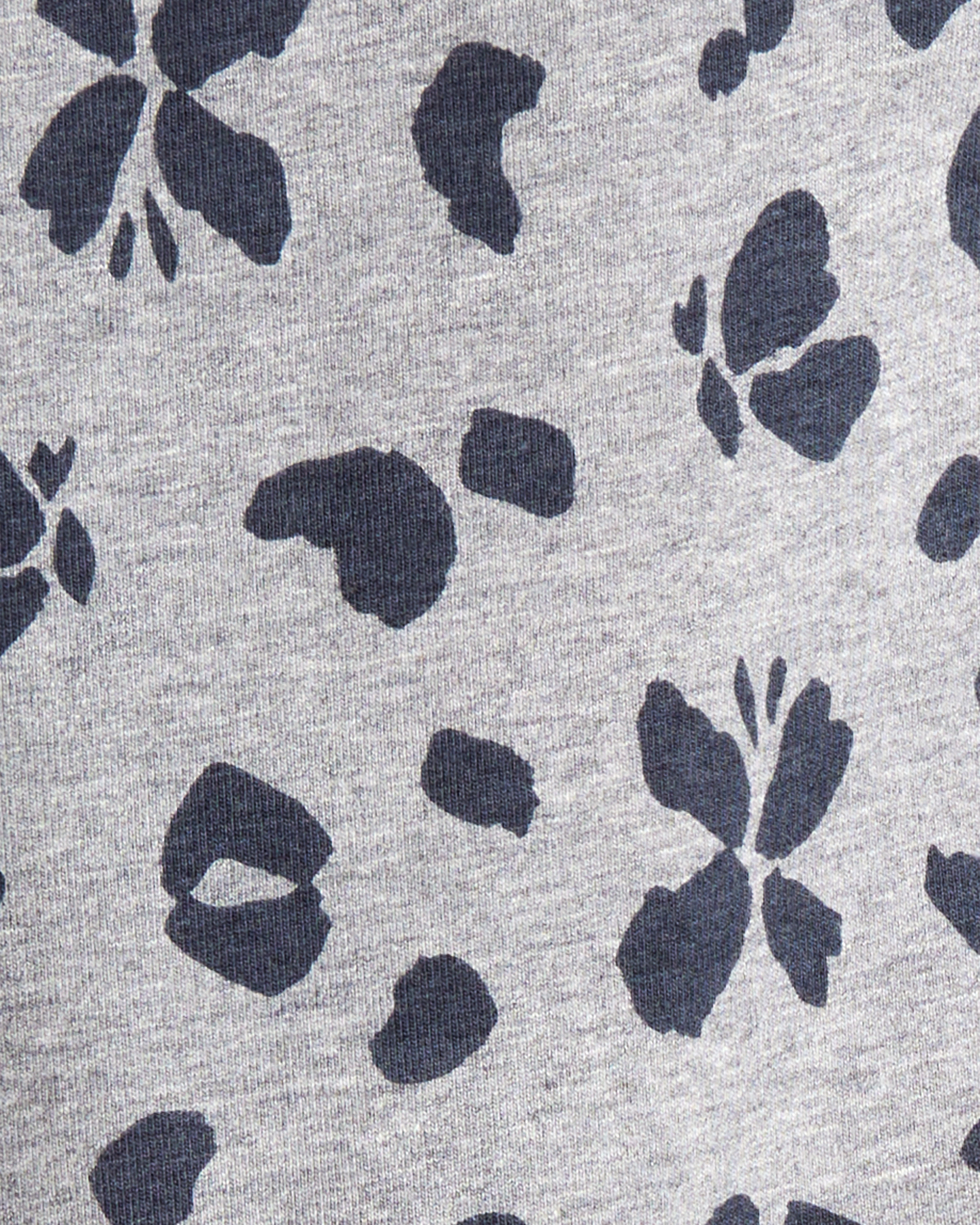 Girls Butterfly Leopard Print Pull-On Stretch Leggings - Grey