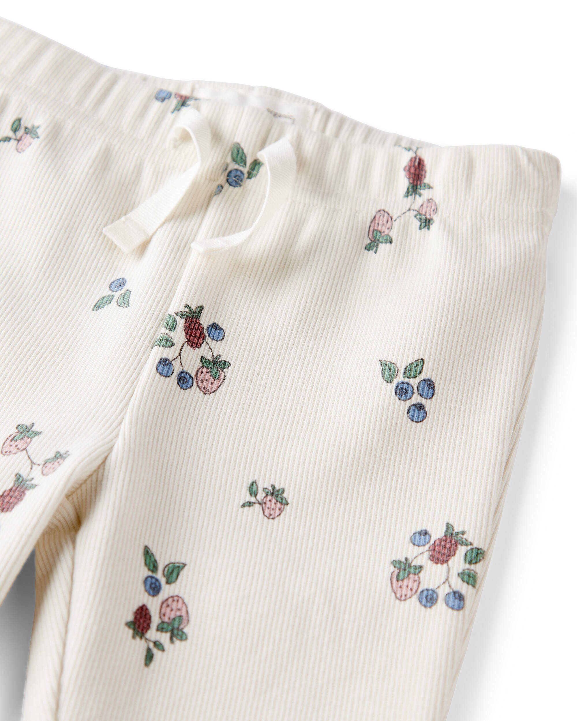 Baby Girl Organic Cotton Ribbed Knit Pants Berry Blossom Print