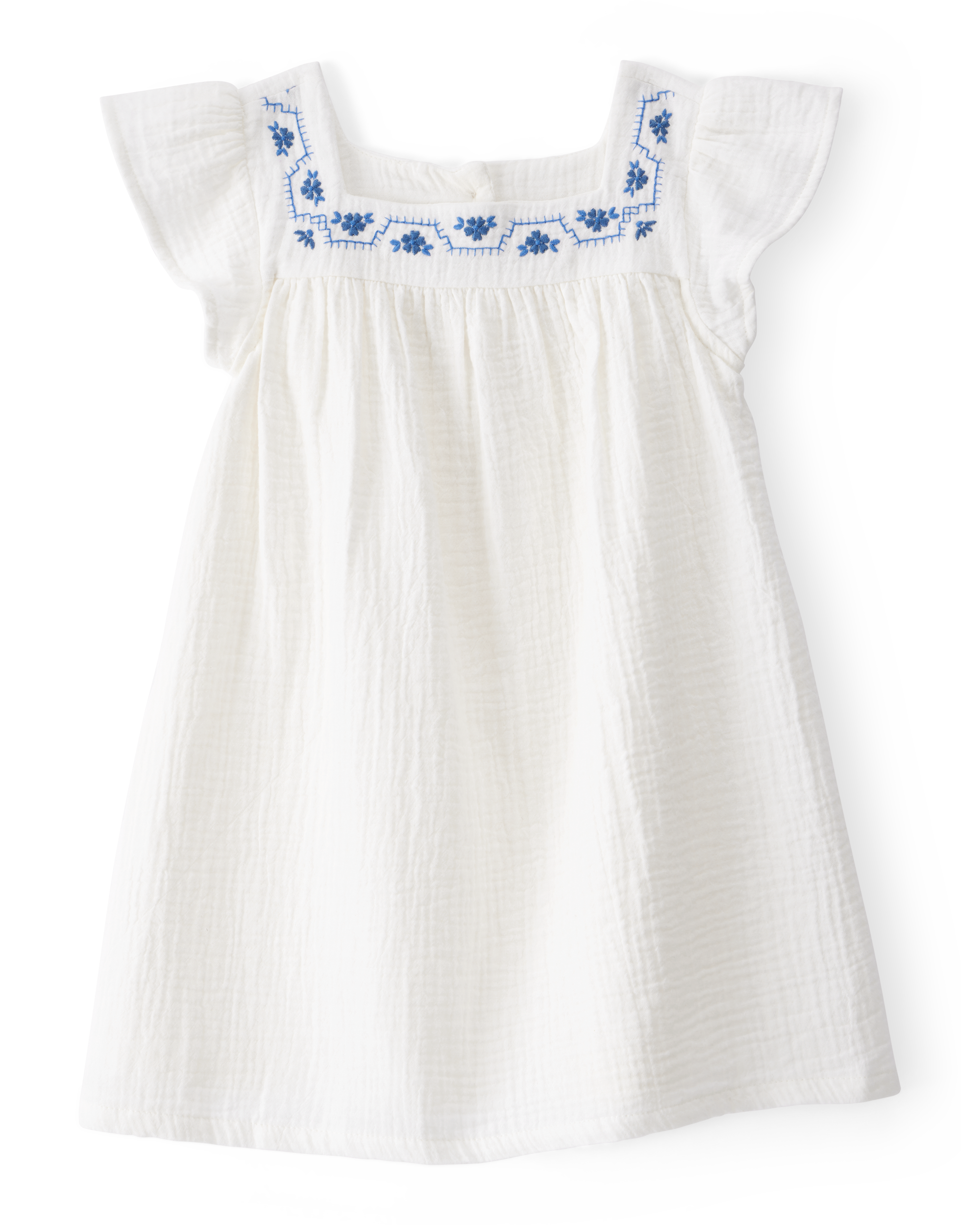Toddler Solid Flutter-Sleeve Dress - White