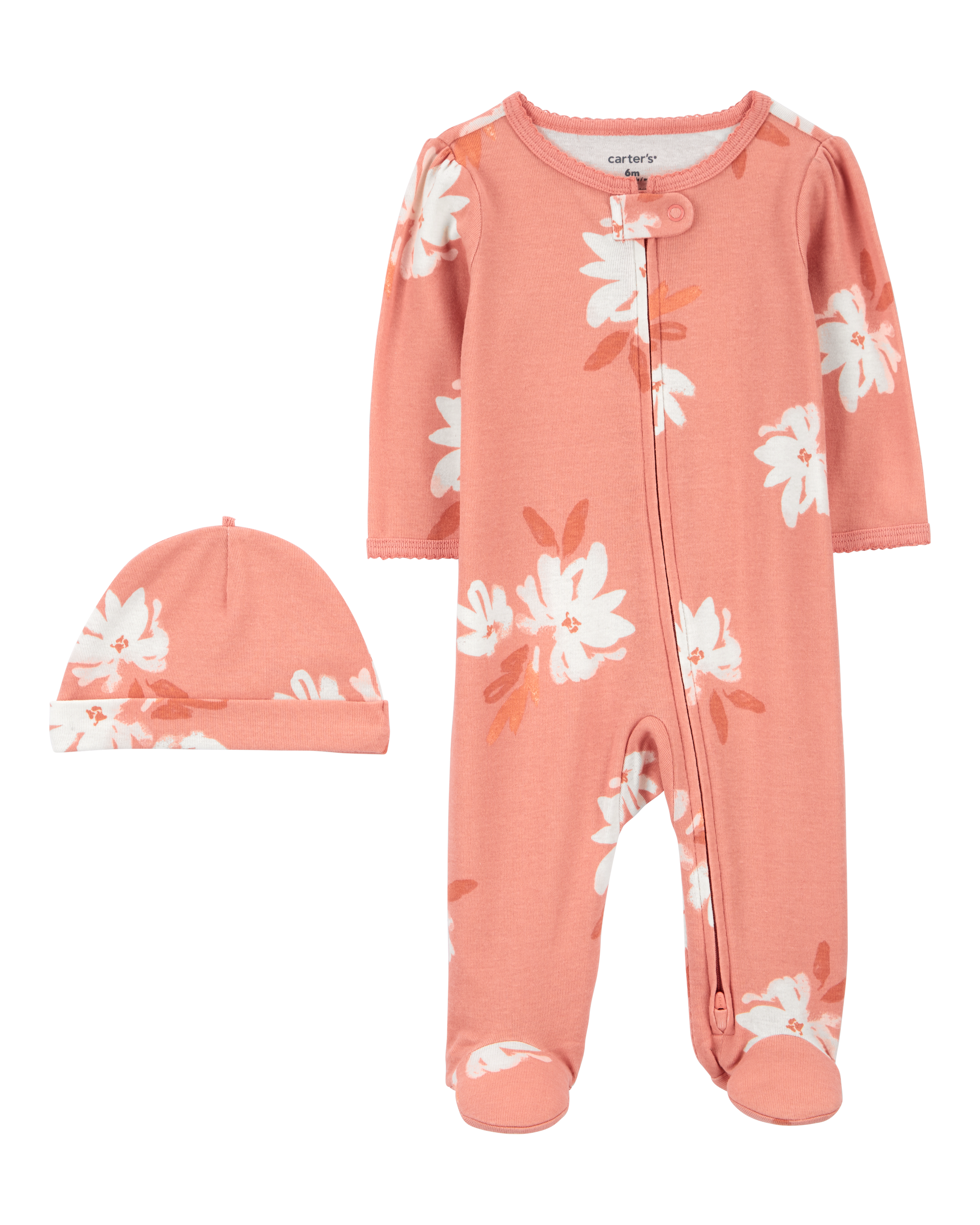 Baby 2-Piece Floral Sleeper & Cap Set