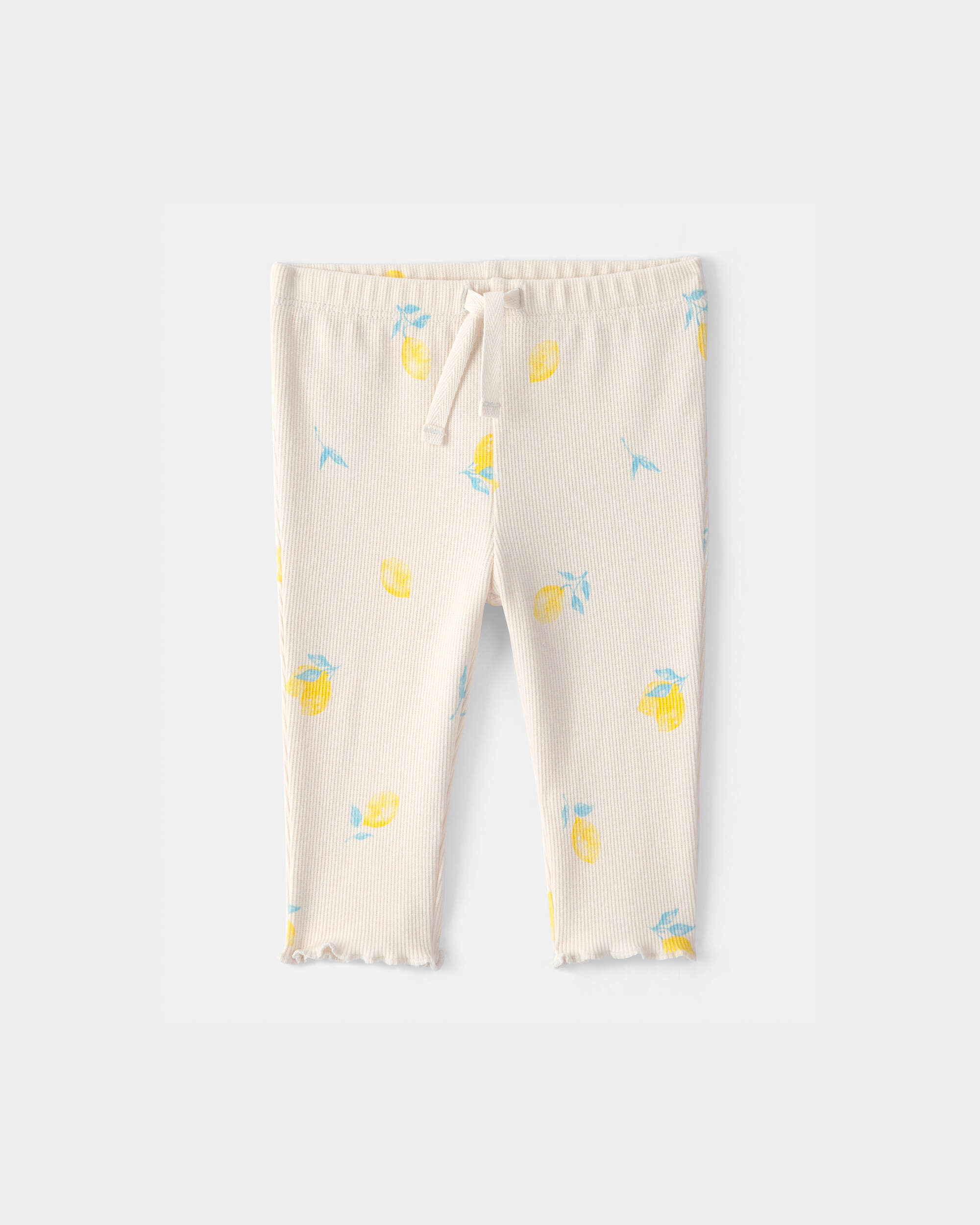 Baby Girl Lemon Rib Pants - Ivory
