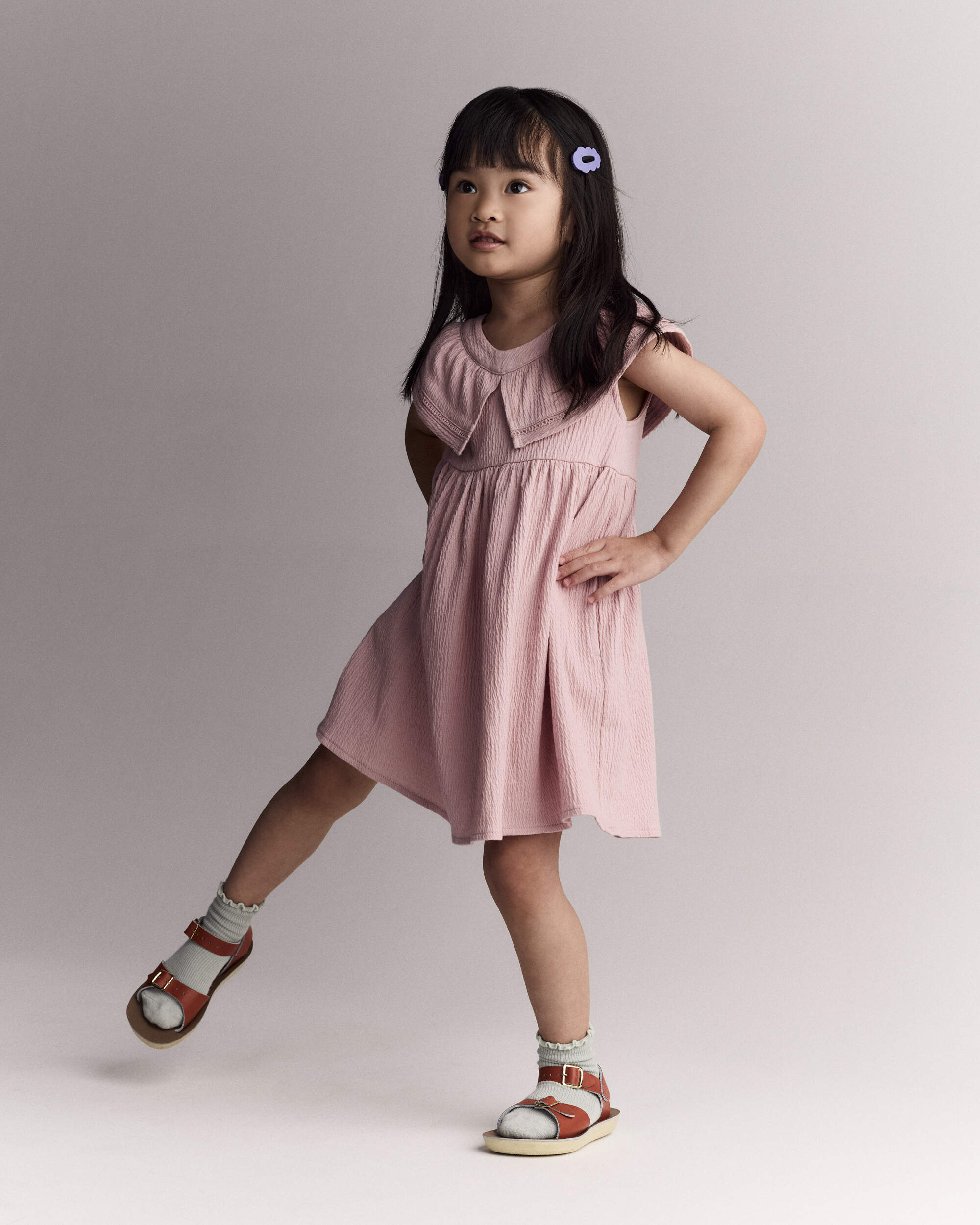 Toddler Girl Ruffle Collar Dress - Light Pink