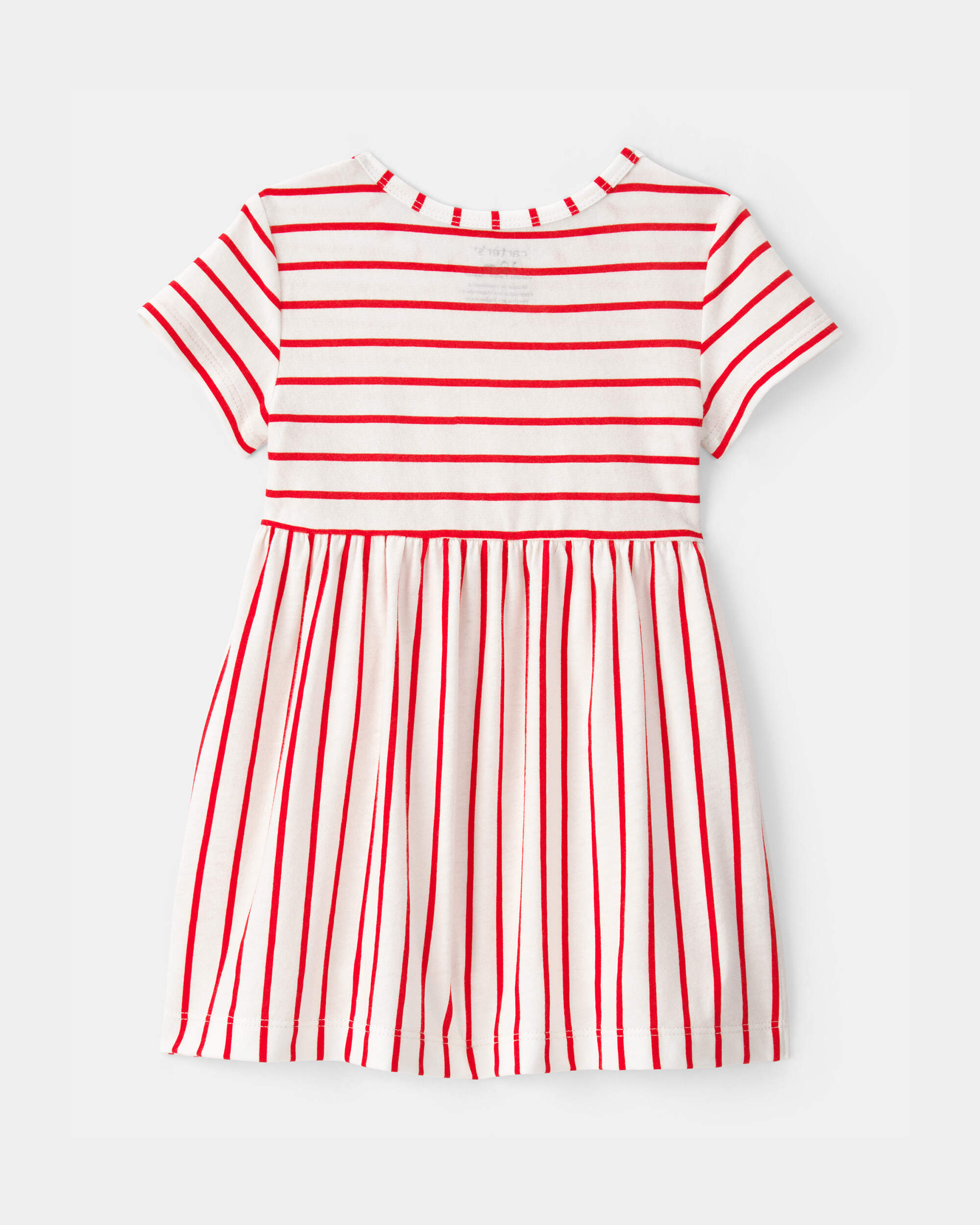 Baby Girl Striped Short-Sleeve Dress - Red/Ivory