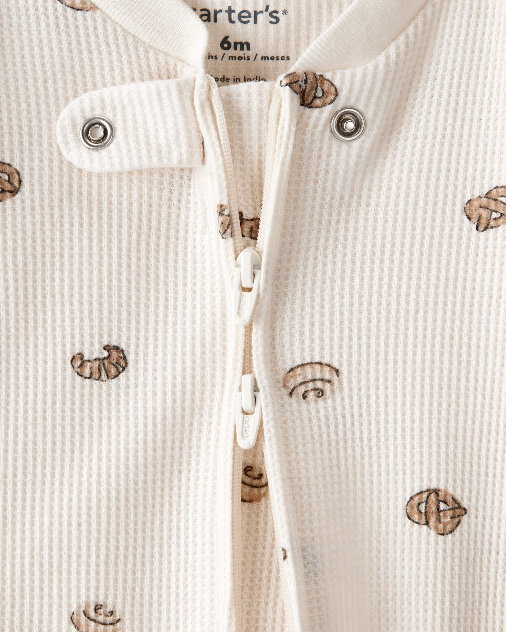 Pastry Print Cotton Long-Sleeve Snug Fit Sleeper - Cream