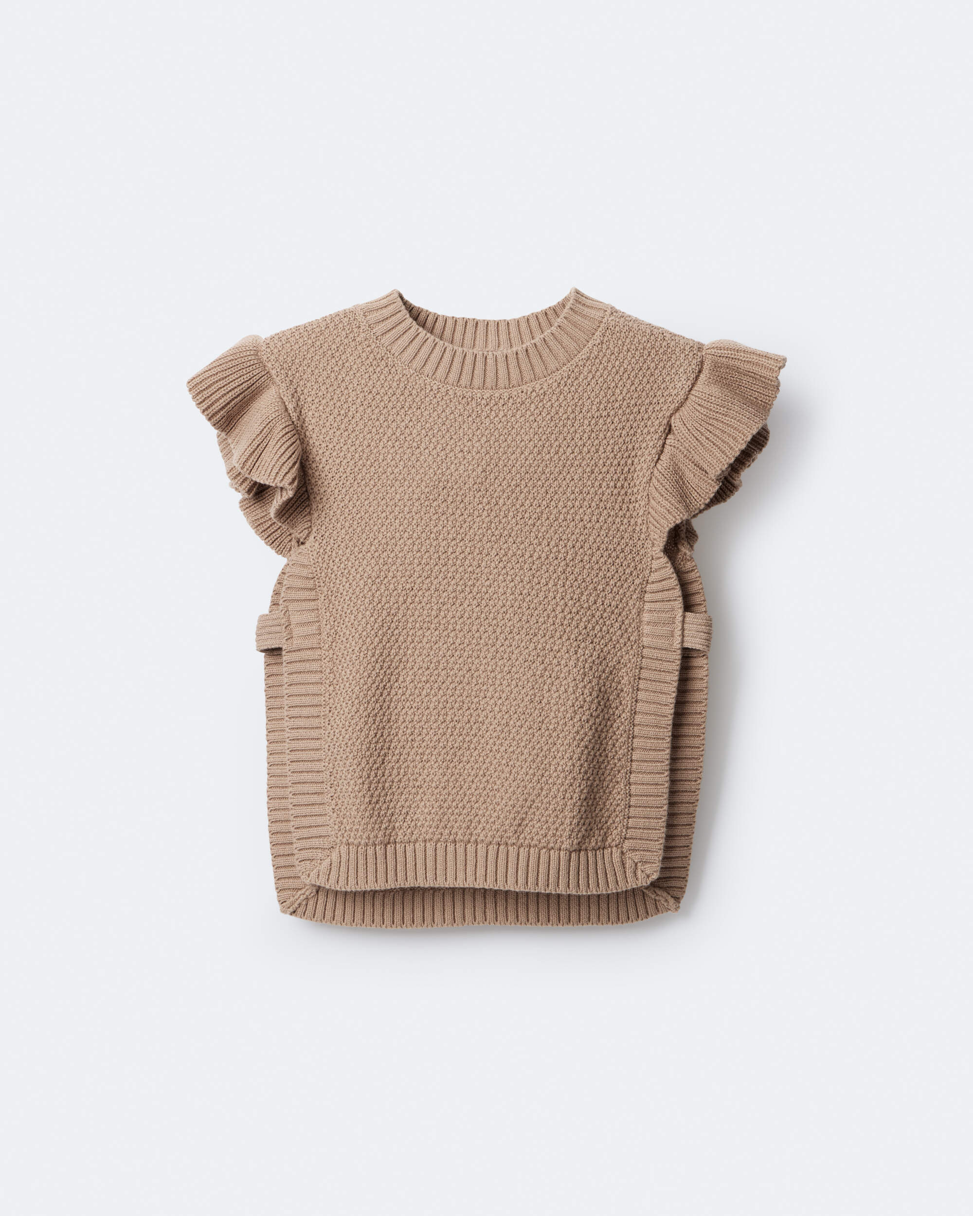 Toddler Girl Ruffle Sweater Vest - Tan