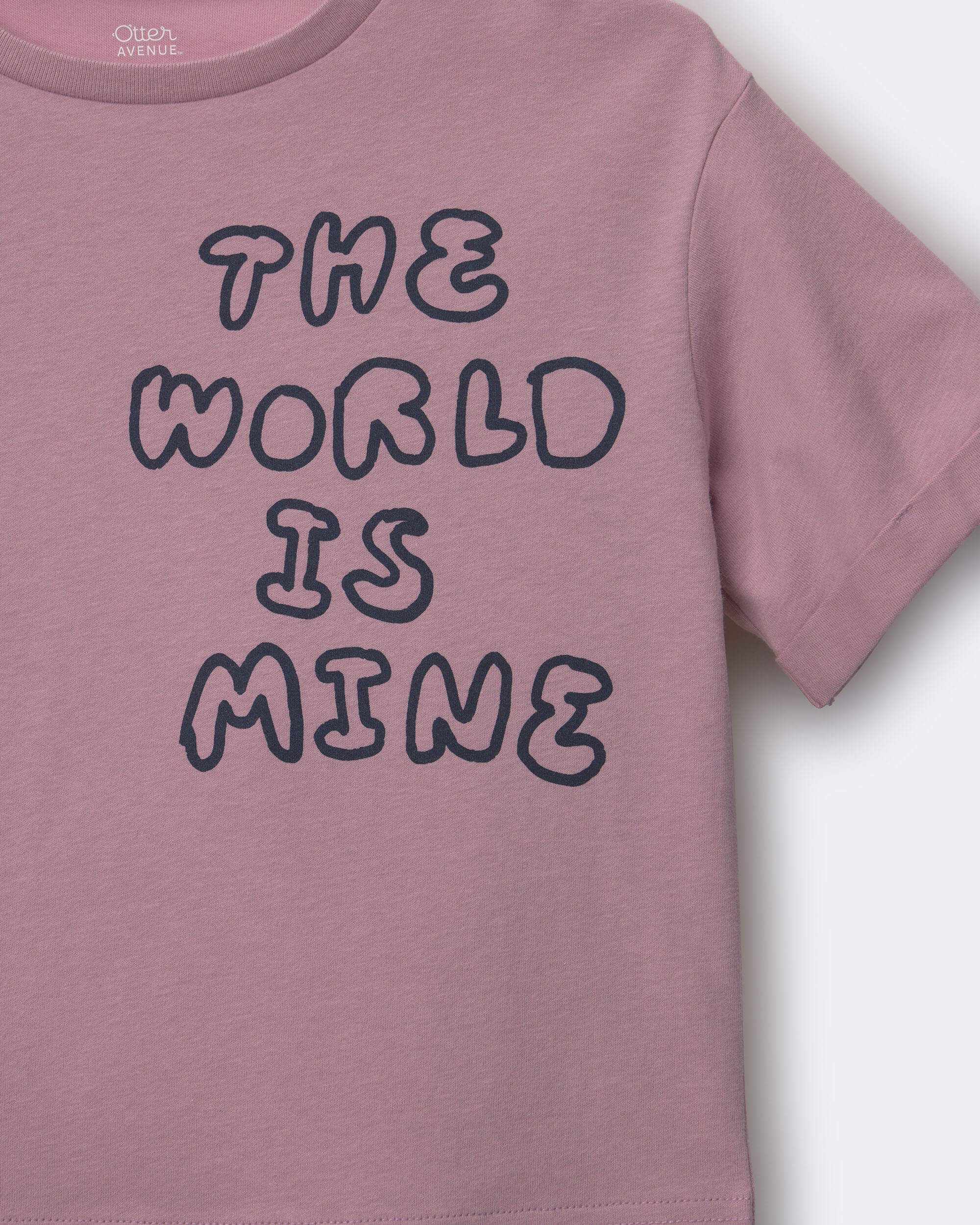 Toddler 'The World Is Mine' Rolled Cuff Tee - Mauve