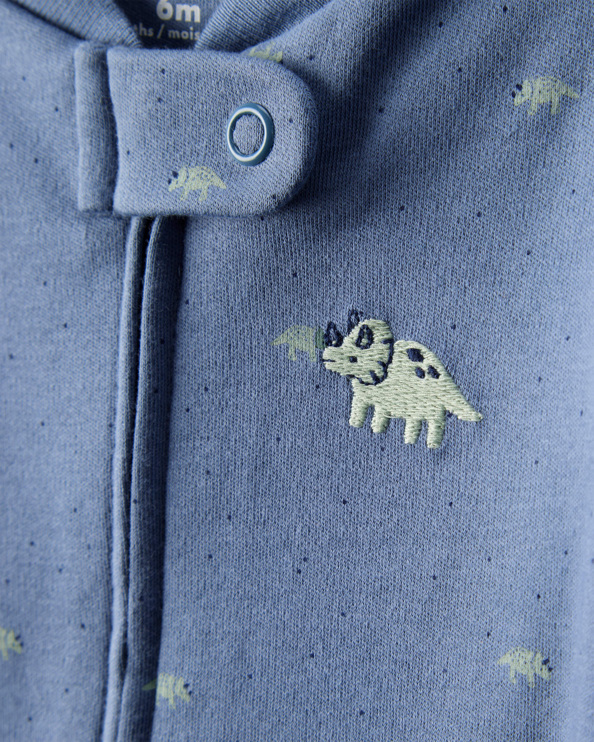 Baby Boy Rhino Print 100% Cotton Long-Sleeve Sleeper - Blue