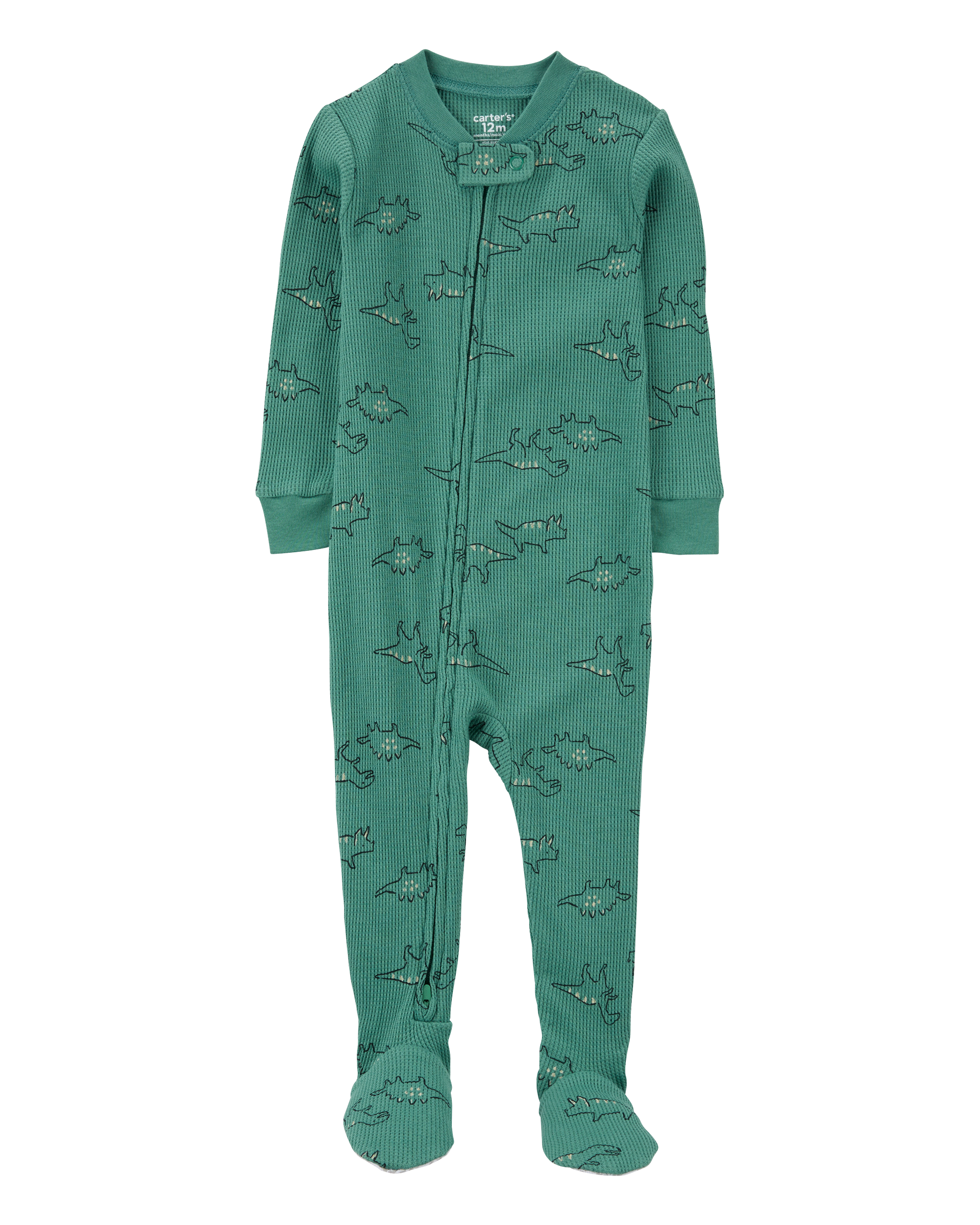 Toddler 1-Piece Dinosaur Thermal Footie Pyjamas