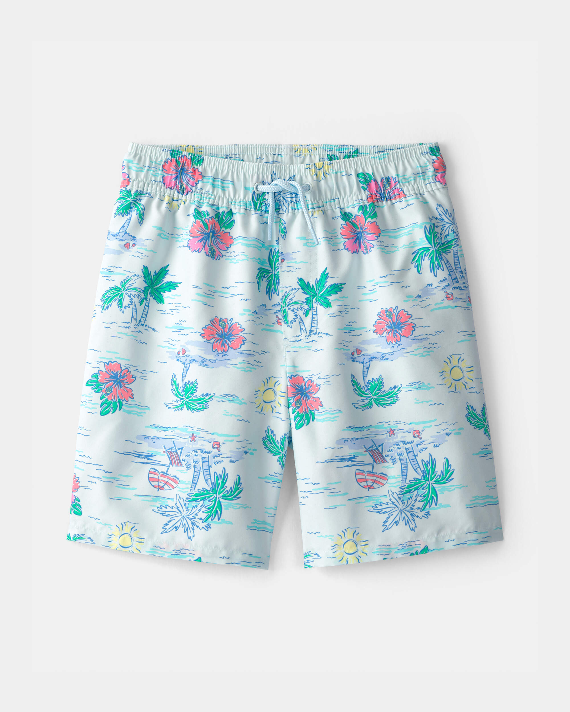 Boys Floral  Swim Trunks - Blue