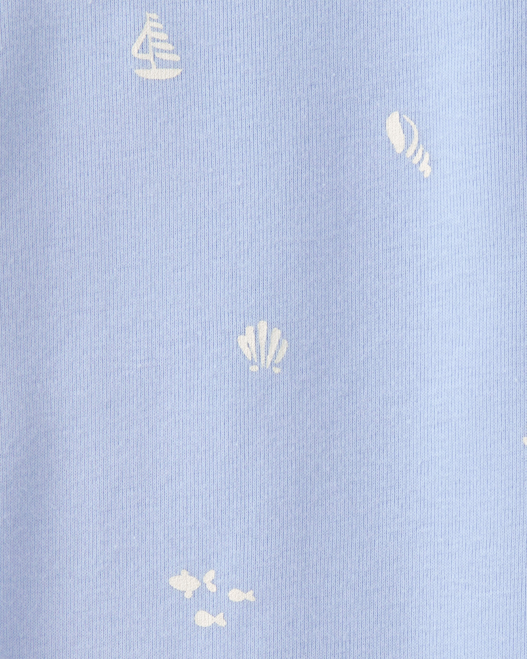 Girls Mermaid 100% Cotton Snug Fit 4-Piece Pajama Set - Blue/Ivory