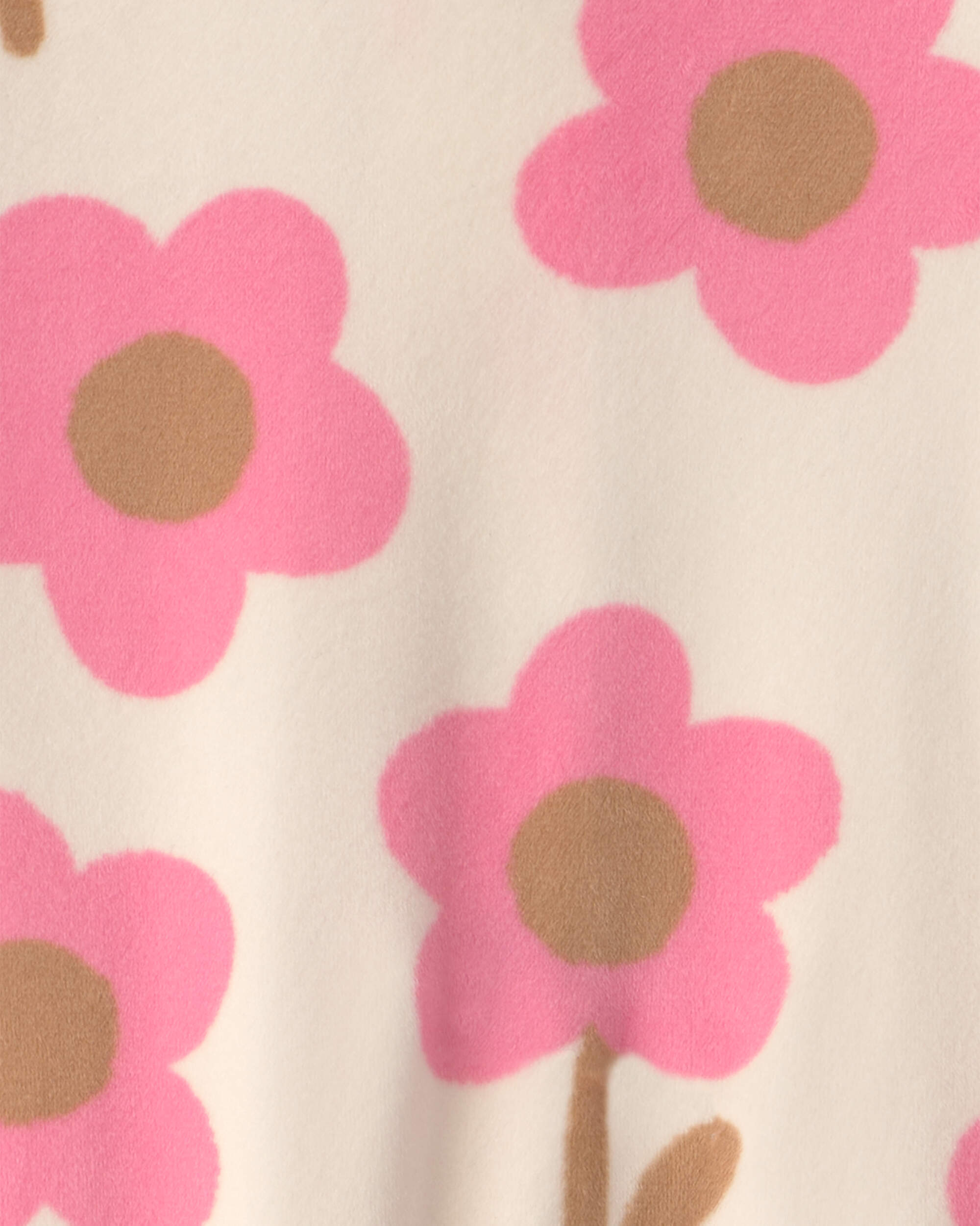 Baby Girl Floral Fleece 2-Way Zip Sleeper  - Cream