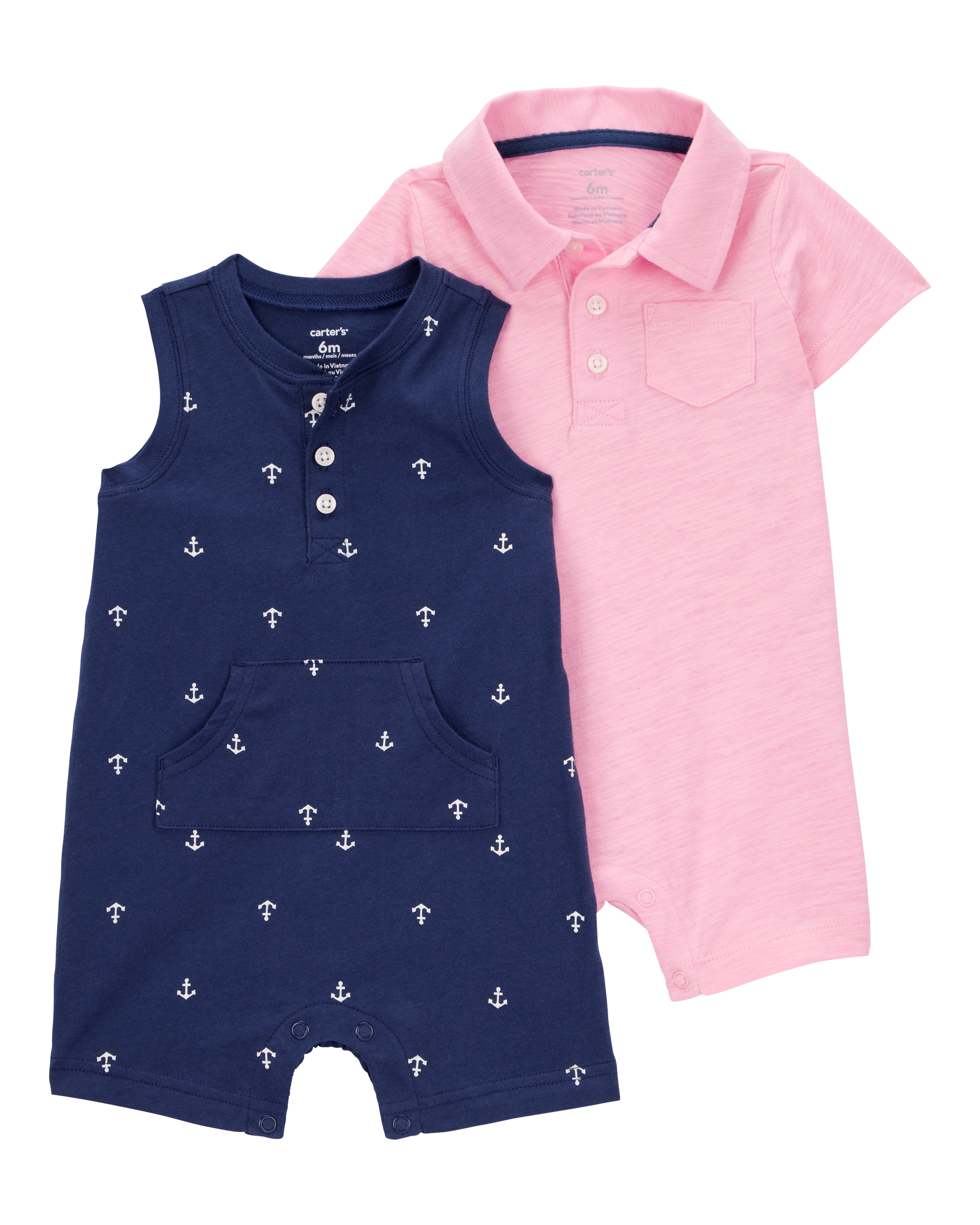 Baby 2-Pack Polo Romper Set