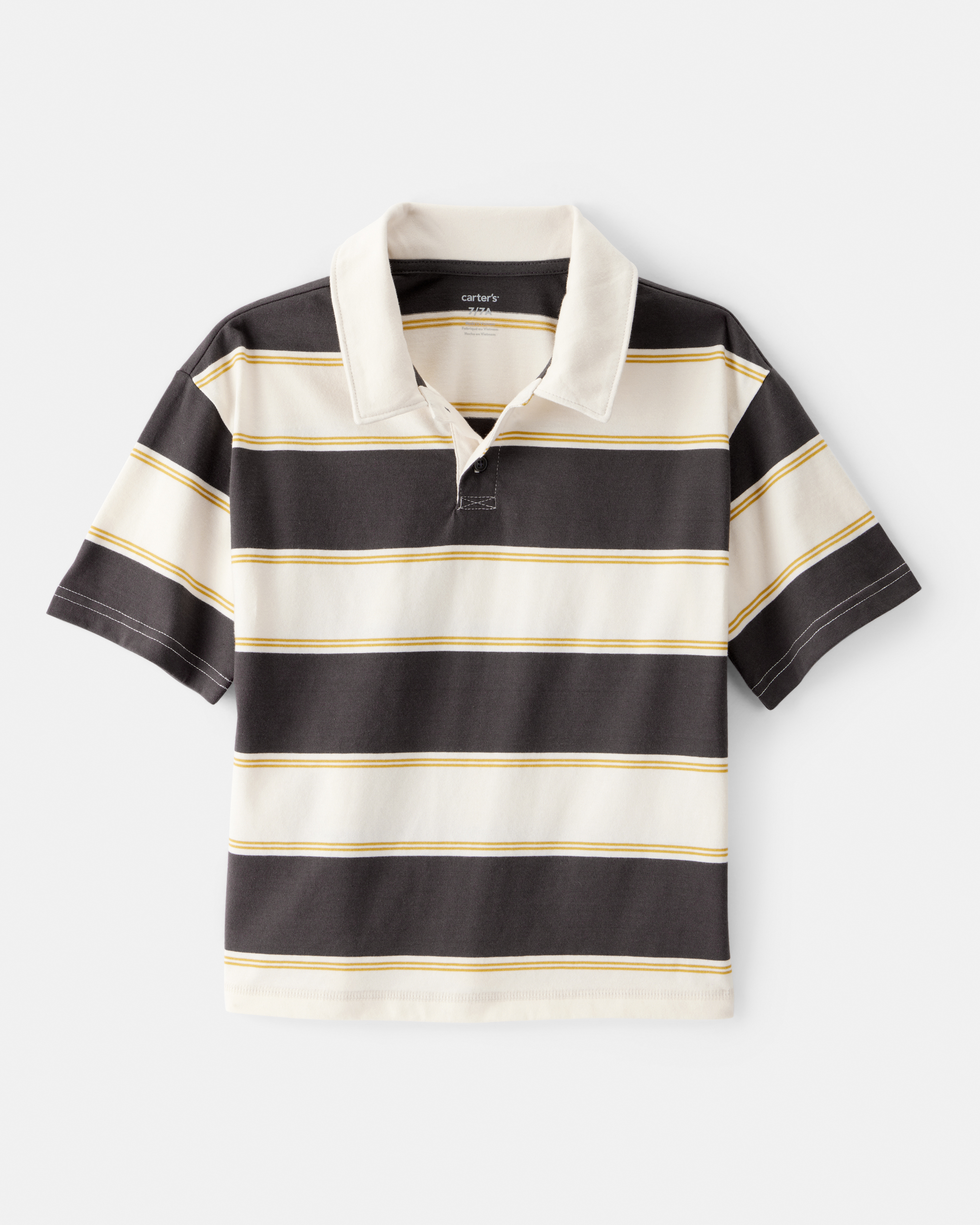 Boys Cotton Short-Sleeve Stripe Polo
