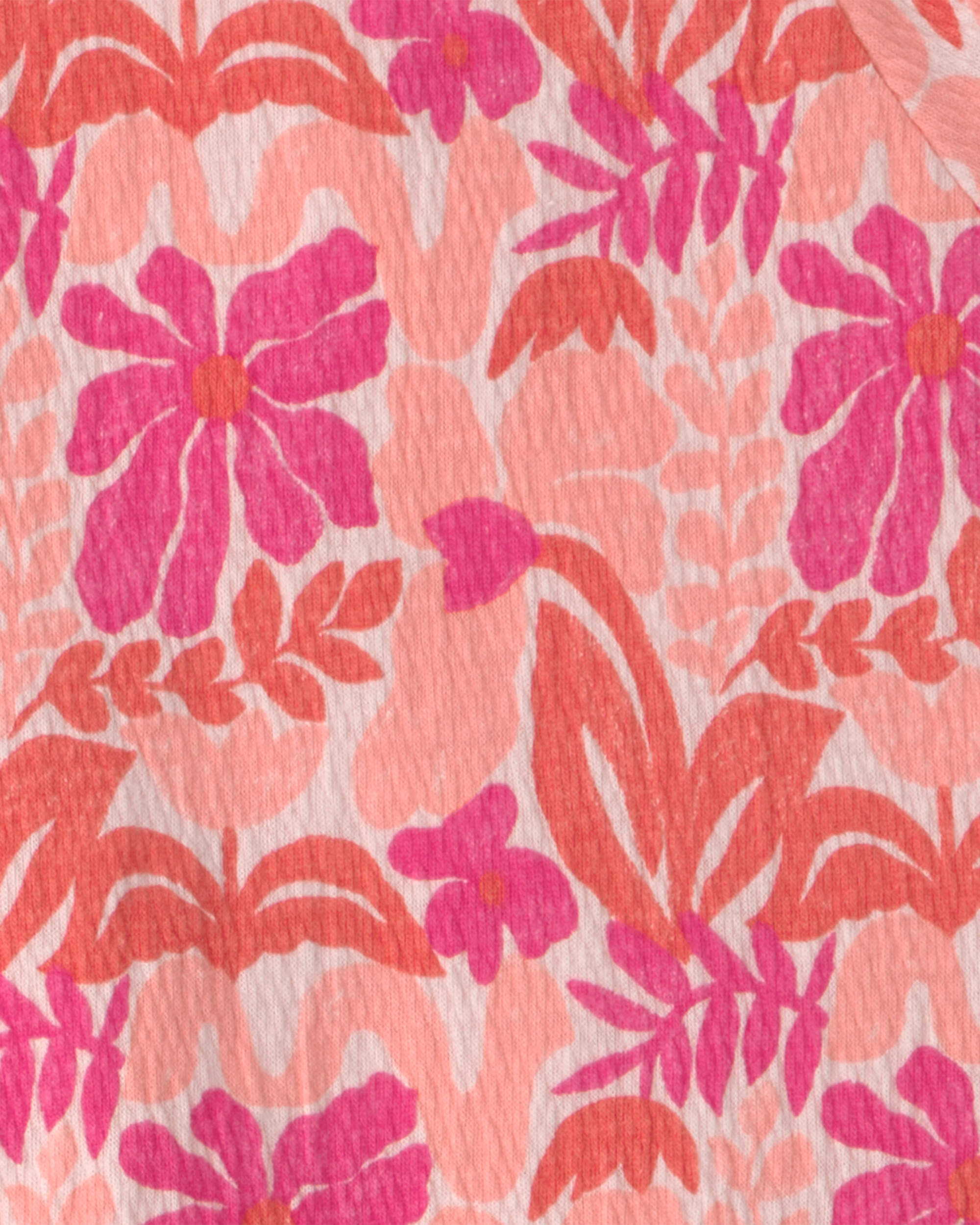 Girls Tropical Short-Sleeve Top & Short Set - Pink