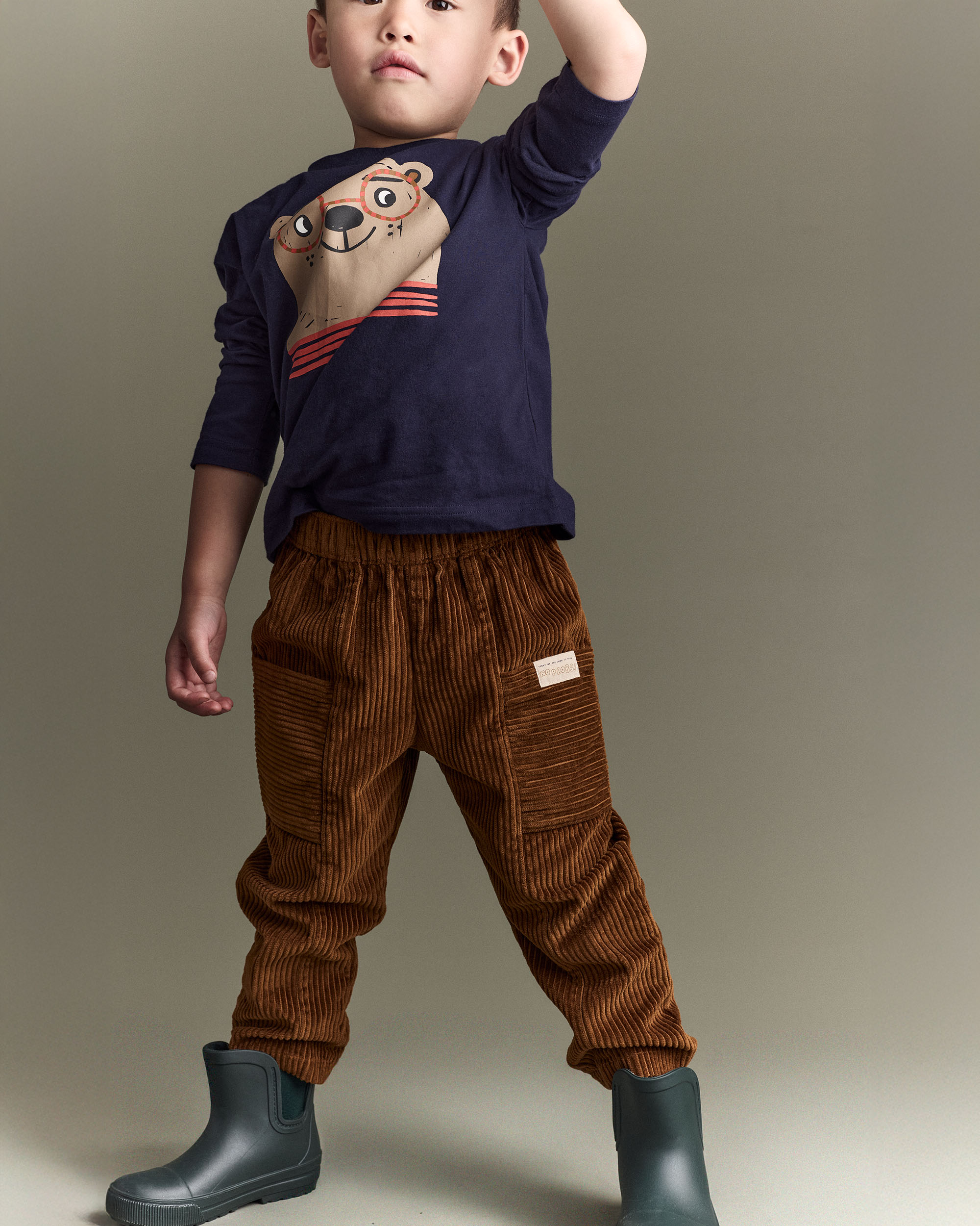 Toddler Boy Corduroy Pocket Pant - Cinnamon