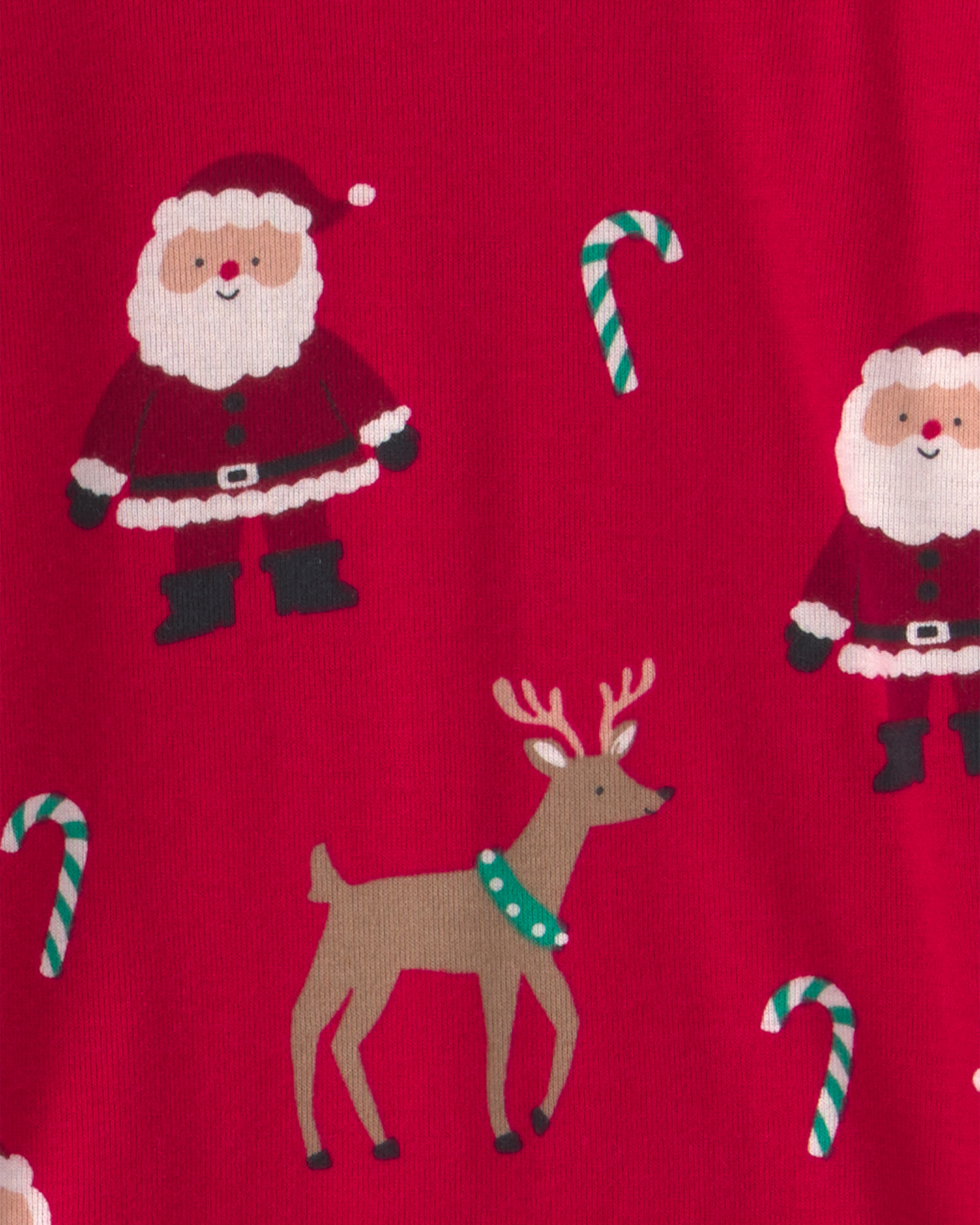 Baby 2-Piece Beige Santa Christmas 100% Cotton Snug Fit Pyjama Set - Red
