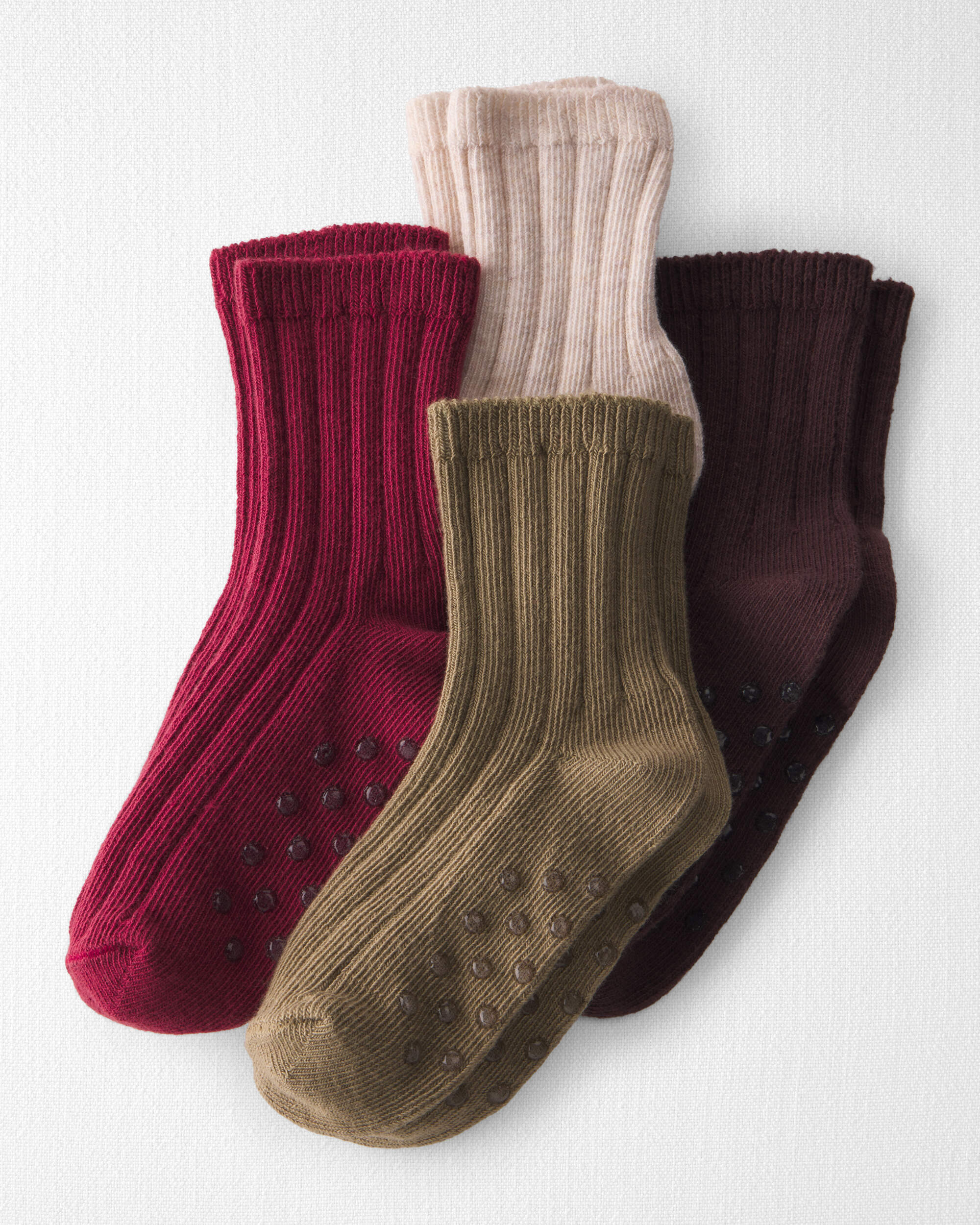 Toddler 4-Pack No-Slip Ankle Socks Made with Organic Cotton