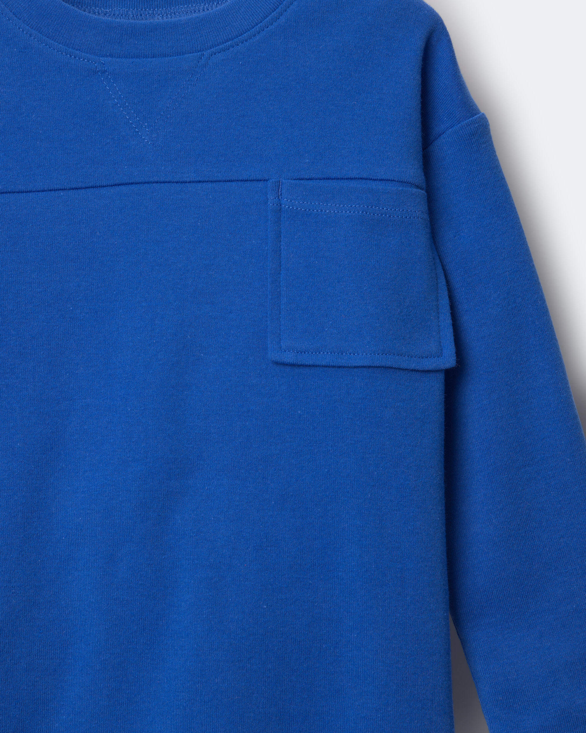 Toddler Ribbed long-sleeve pocket tee - royal blue