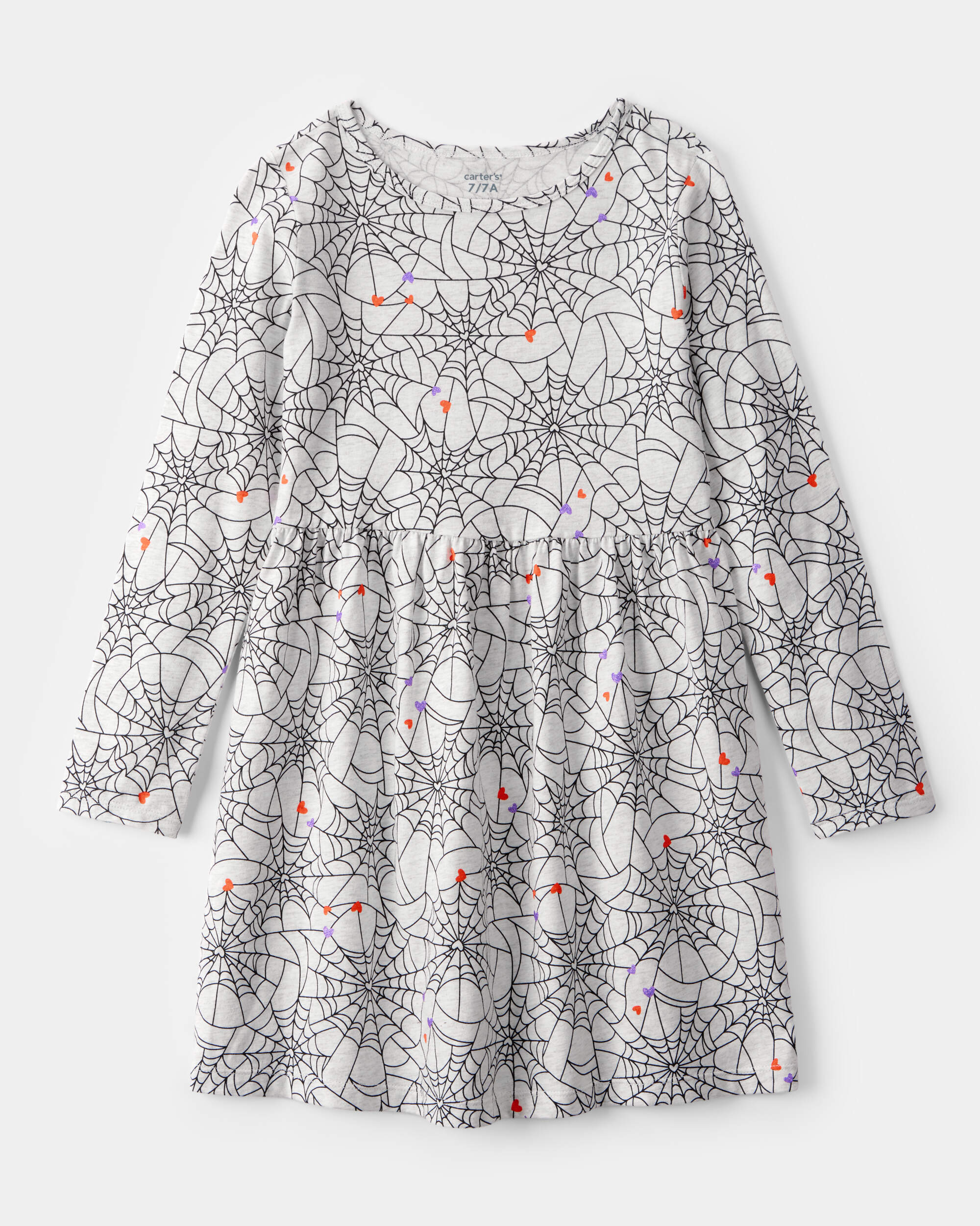 Girls Halloween Spiderwebs Long-Sleeve Dress