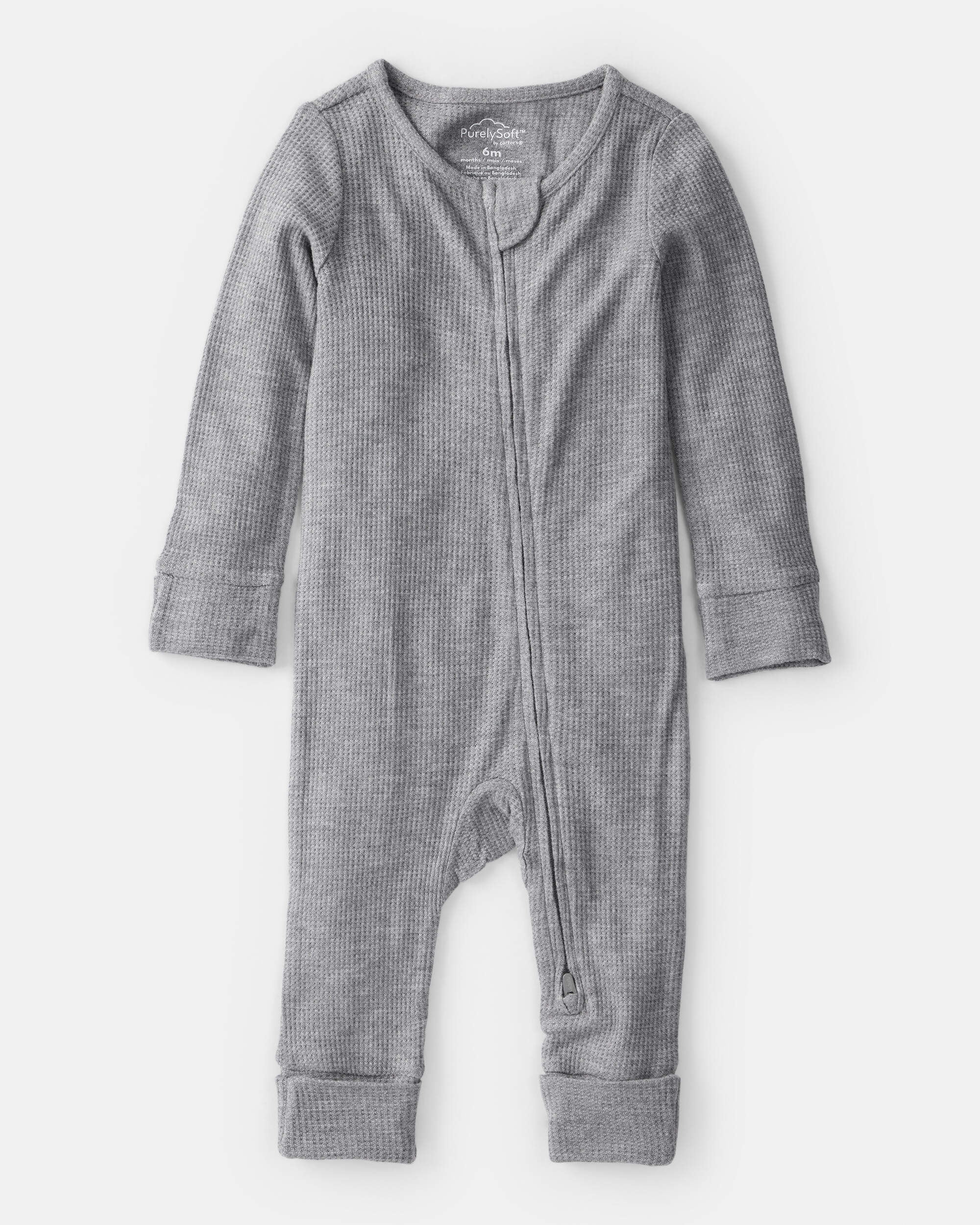 Baby Boy Solid PurelySoft Long-Sleeve 2-Way Zip Sleeper - Grey