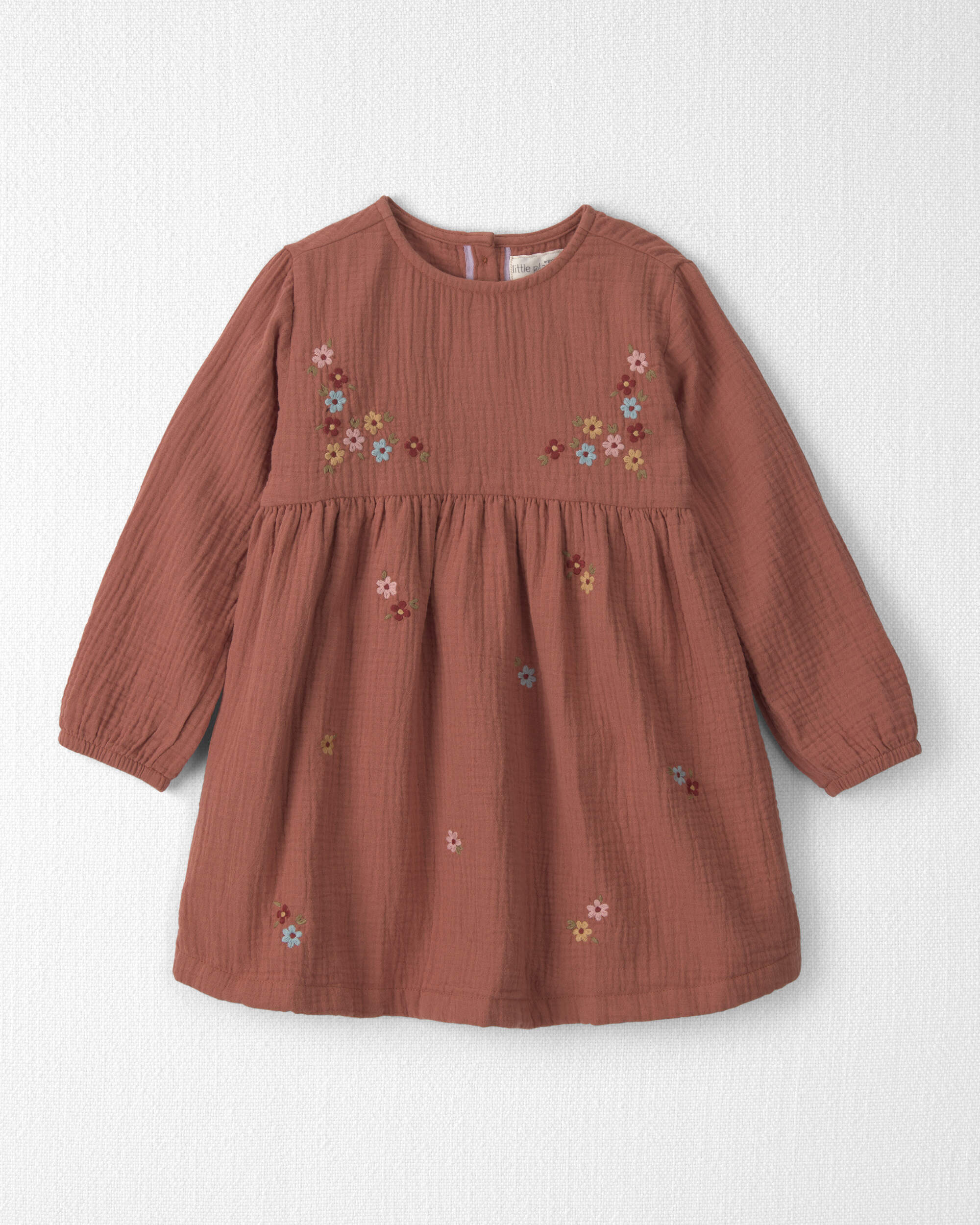 Toddler Girl Organic Cotton Embroidered Gauze Dress