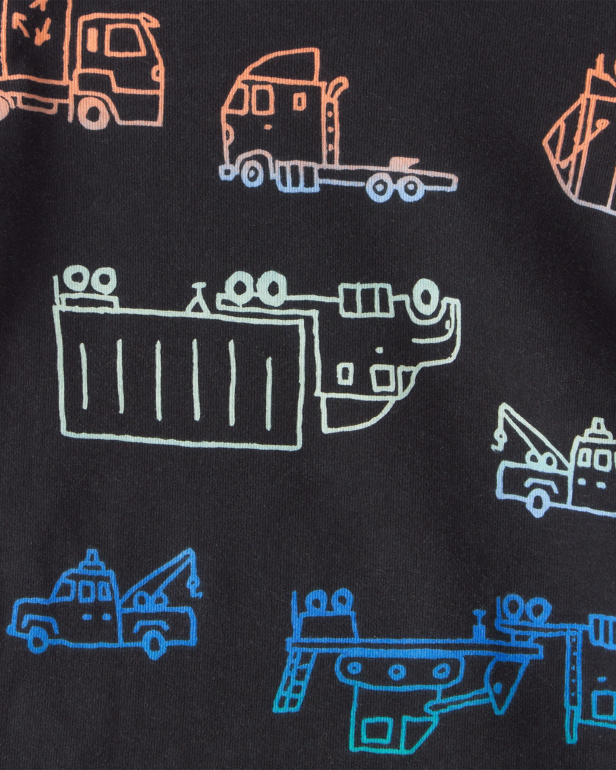 Toddler Truck 100% Cotton Snug Fit 4-Piece Pyjamas - Green