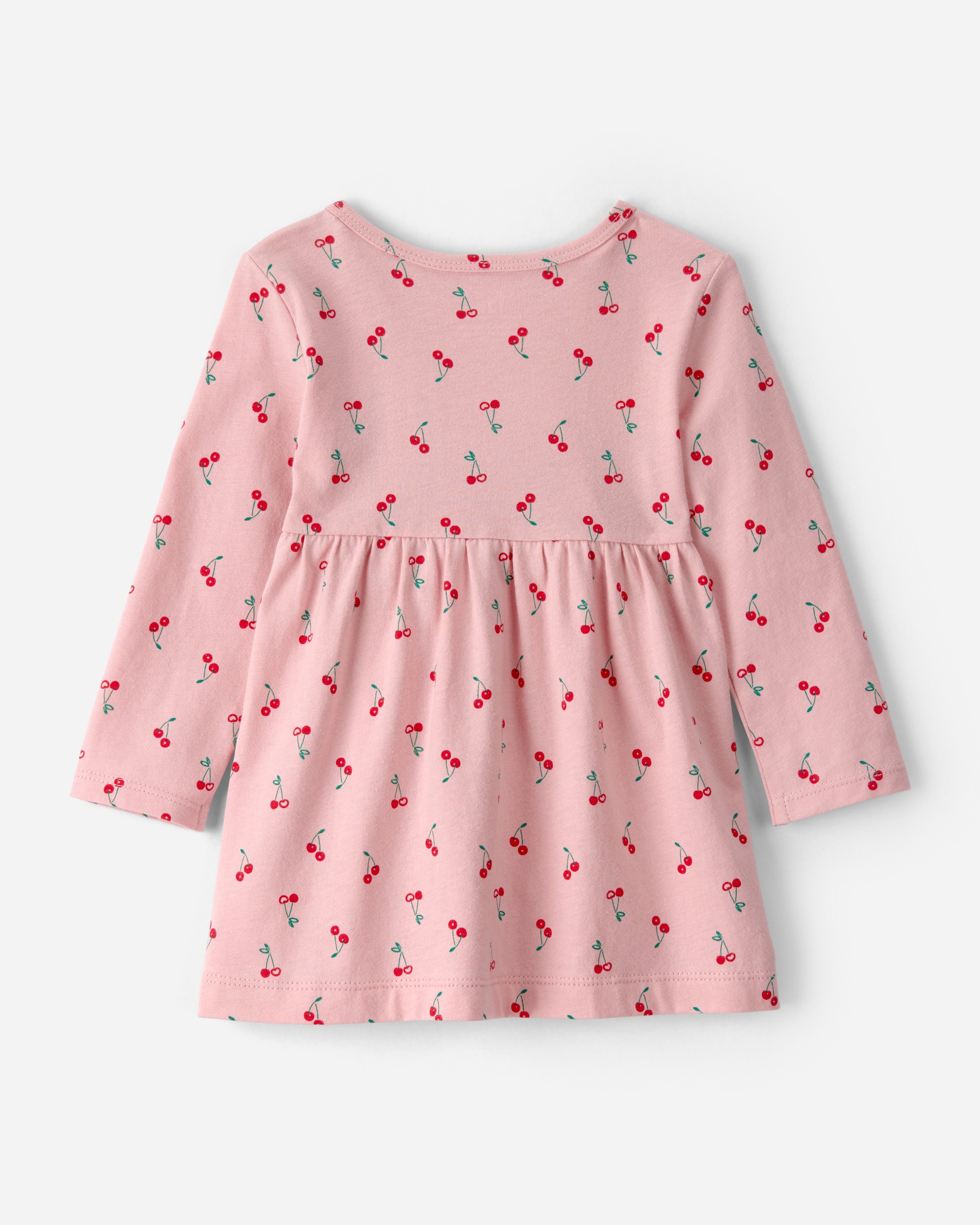 Baby Girl Cherry Long-Sleeve Knit Dress - Pink
