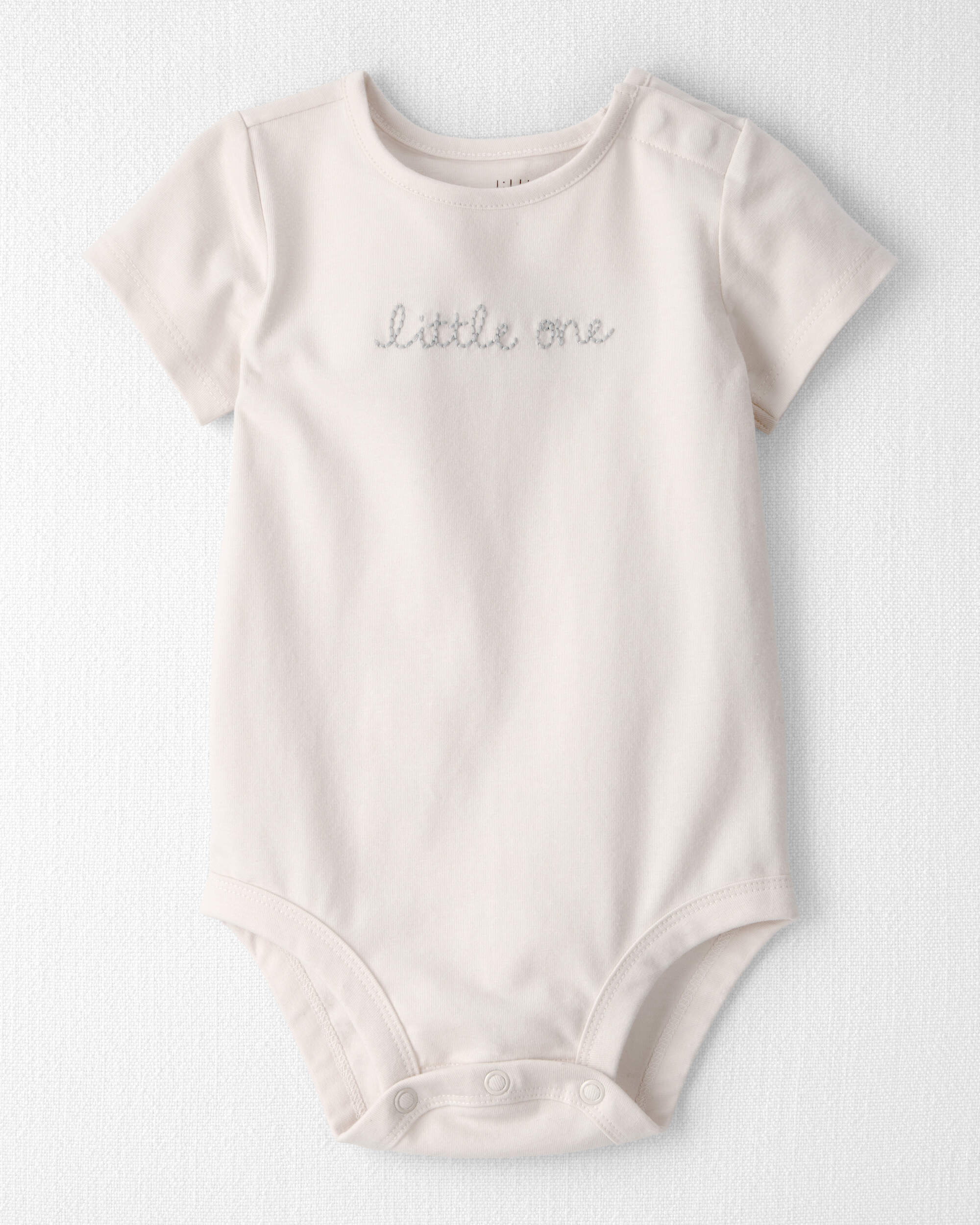 Baby 'Little One' Organic Cotton Embroidered Bodysuit Ivory