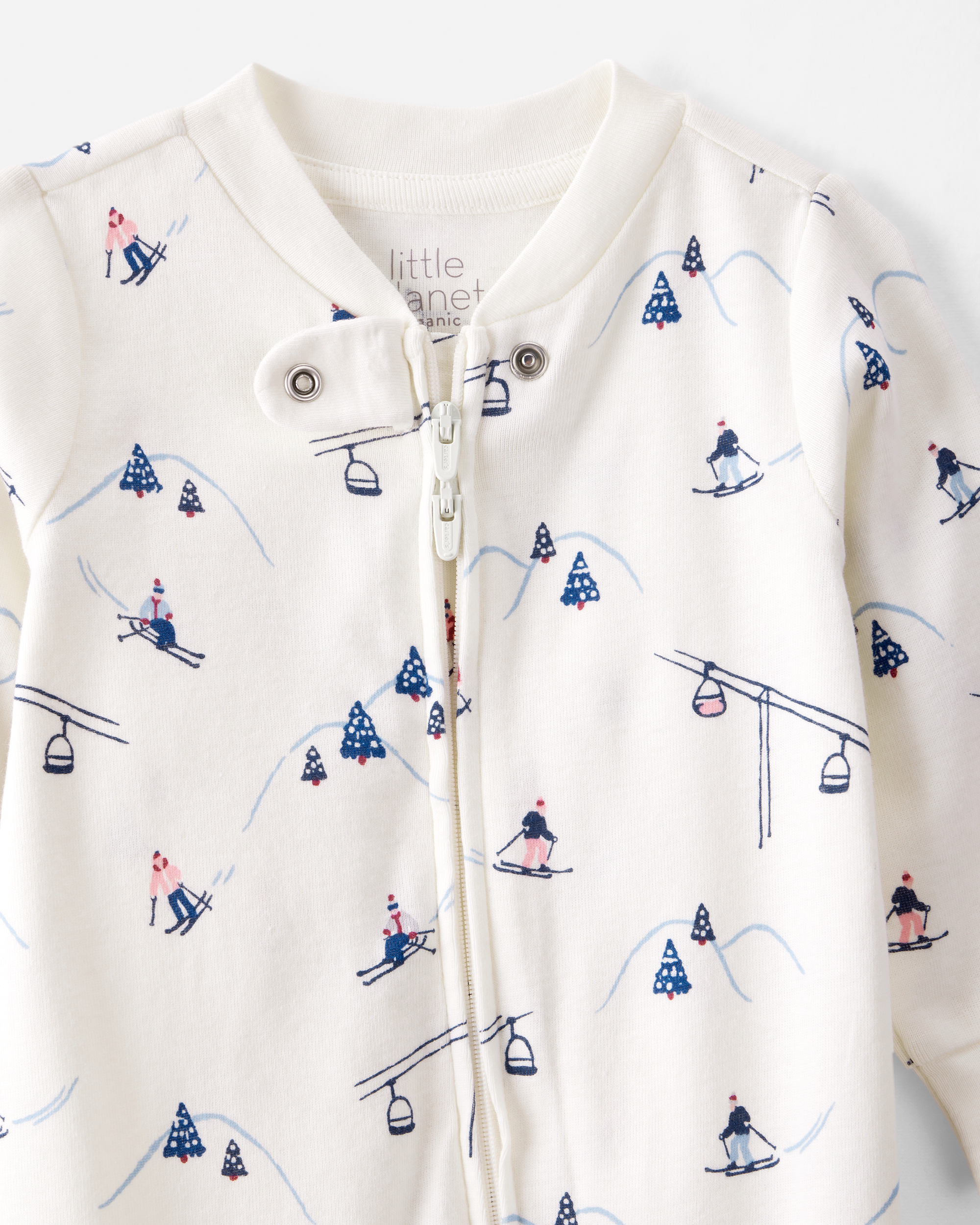 Baby Organic Cotton Sleep & Play Pyjamas Snowy Slopes Print