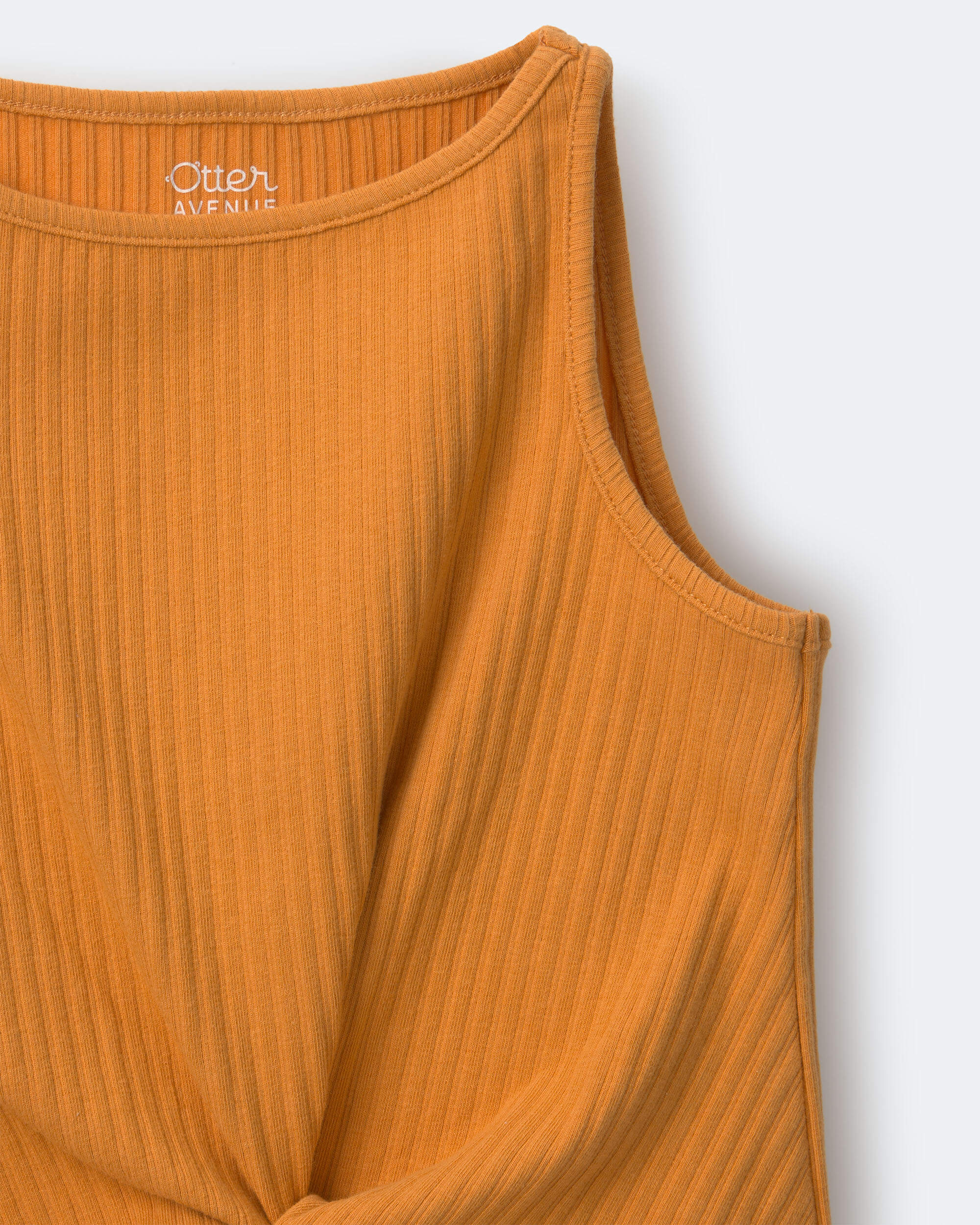 Toddler Girl Tie-Front Ribbed Tank - Mustard Yellow