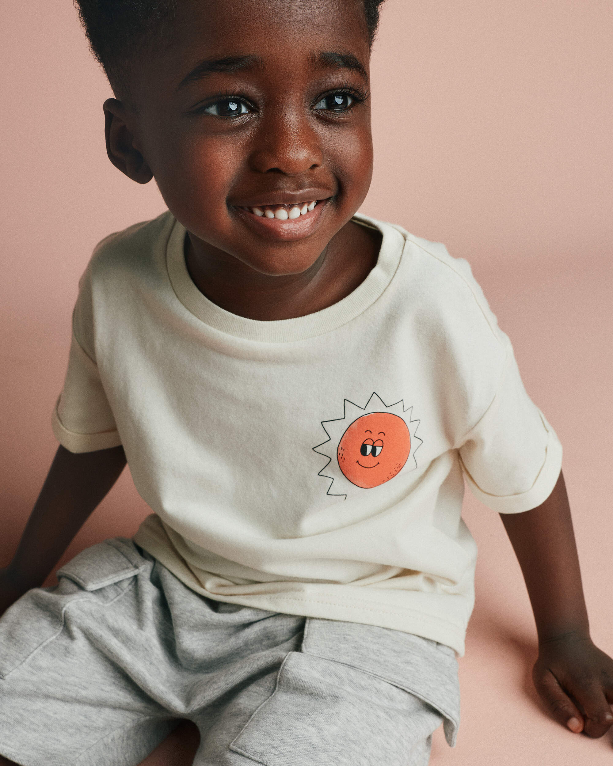 Toddler 'Funny Sunny' Rolled Cuff Tee - Cream