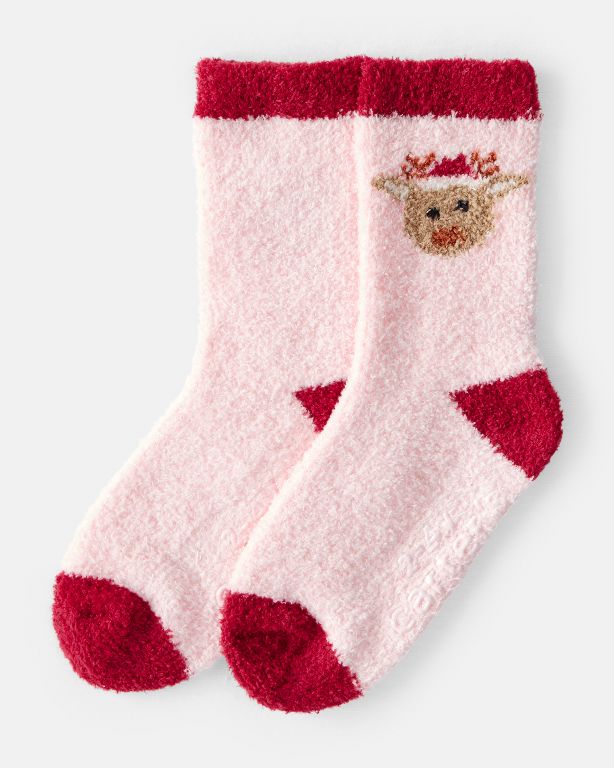 Toddler Reindeer Cozy Socks - Pink