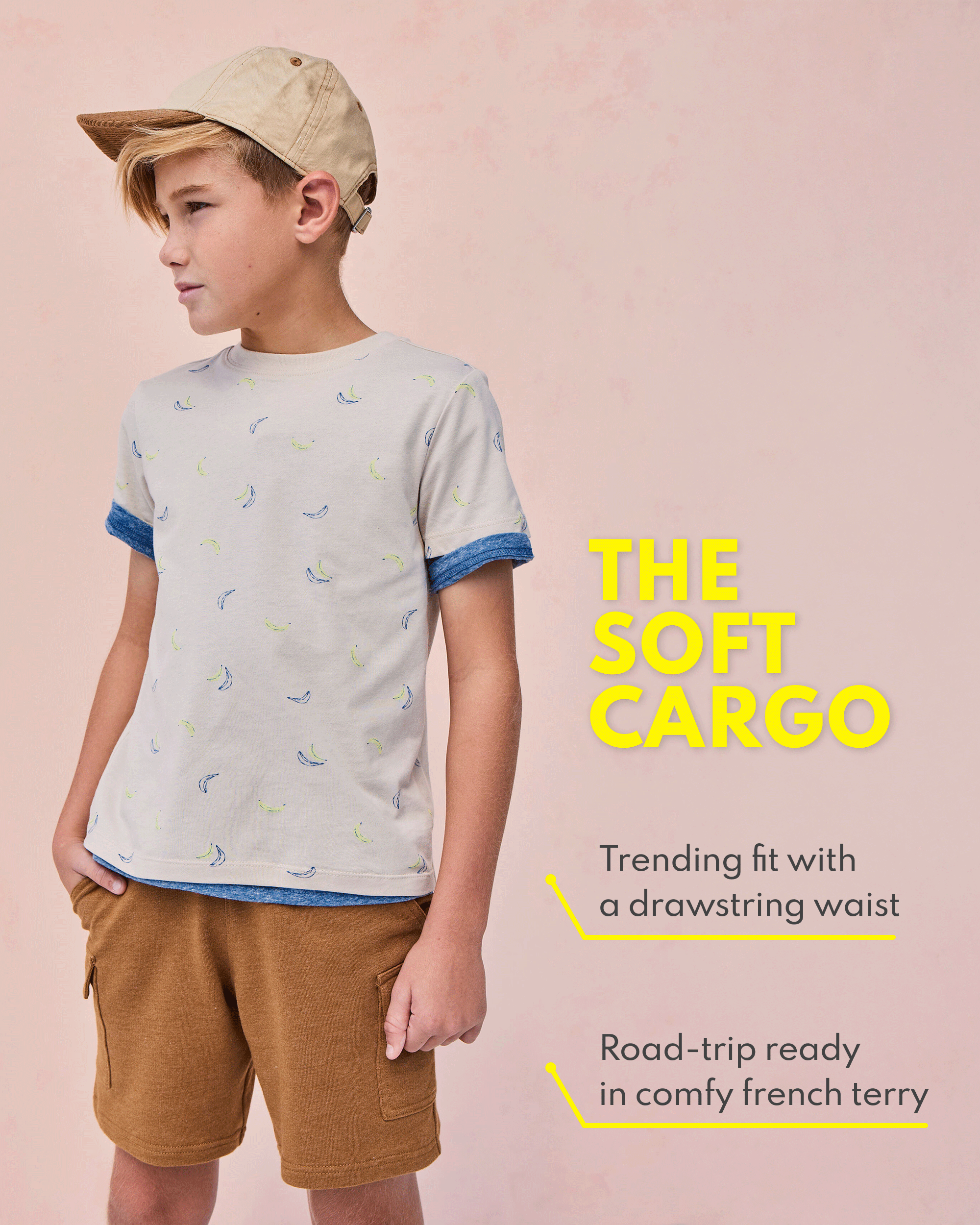 Kid Solid Knit Shorts - Brown