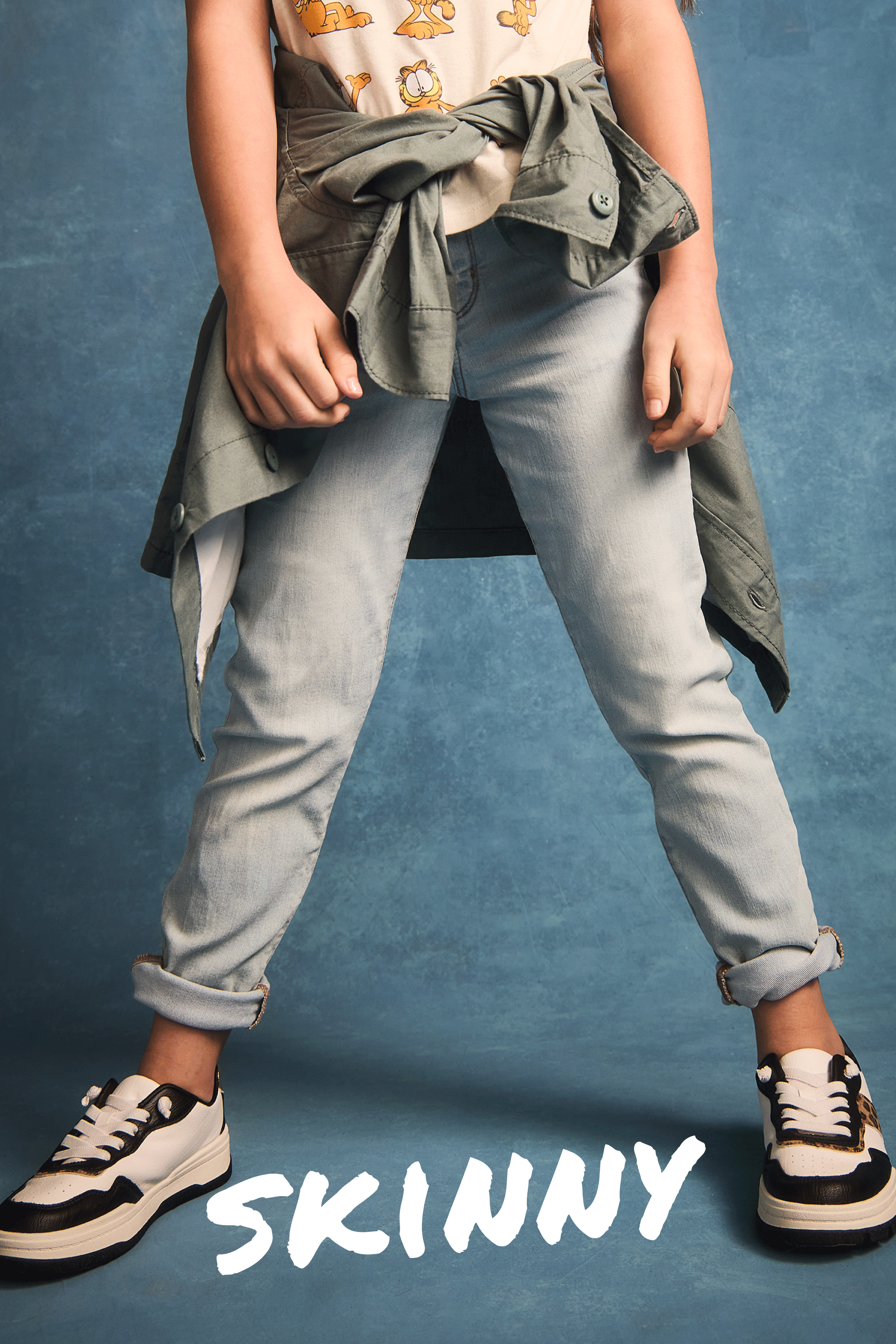 Kid Skinny Jeans in Blue Ice Wash
