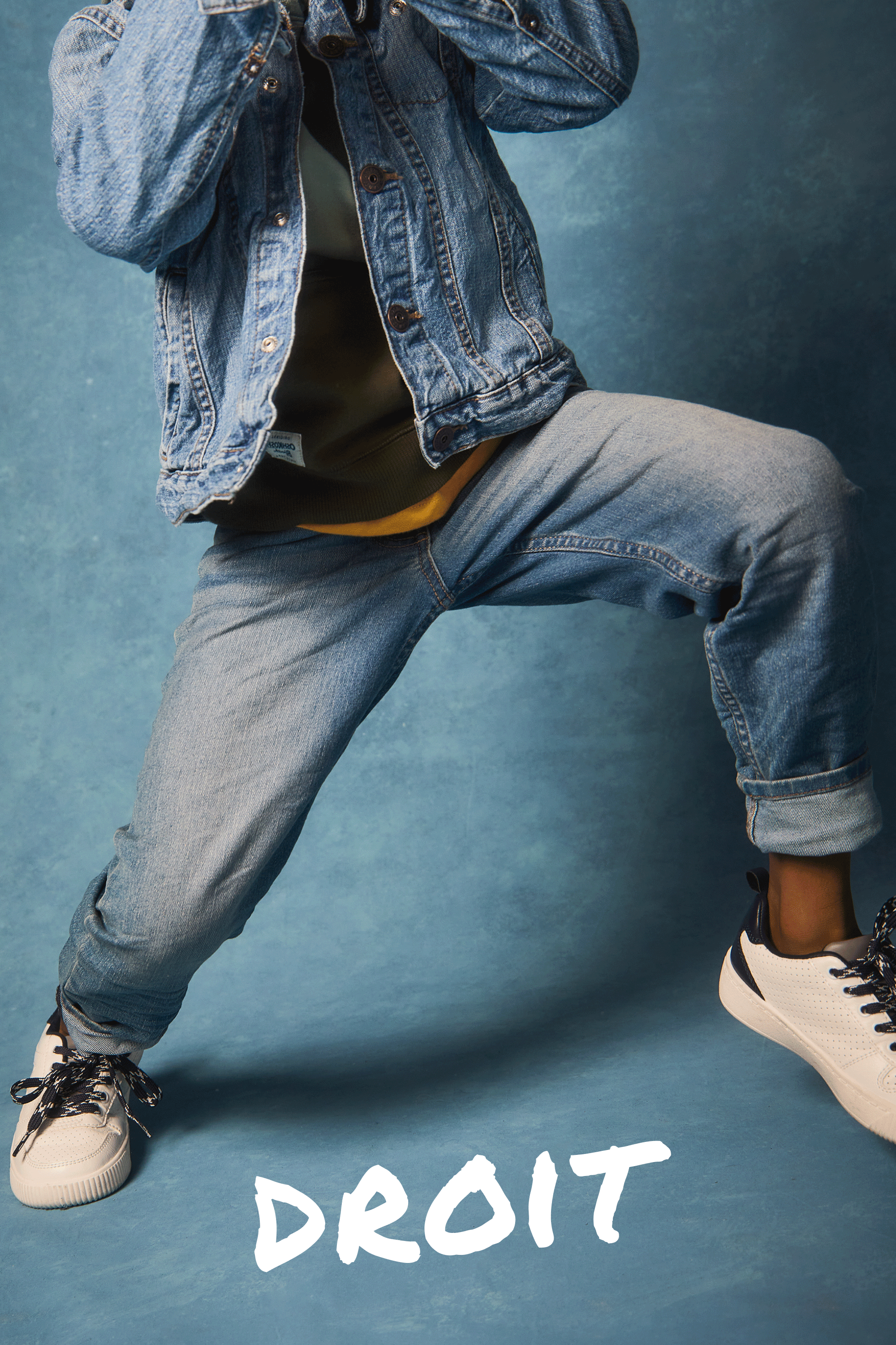 Enfant Jeans droit - délavage bleu ancre foncé