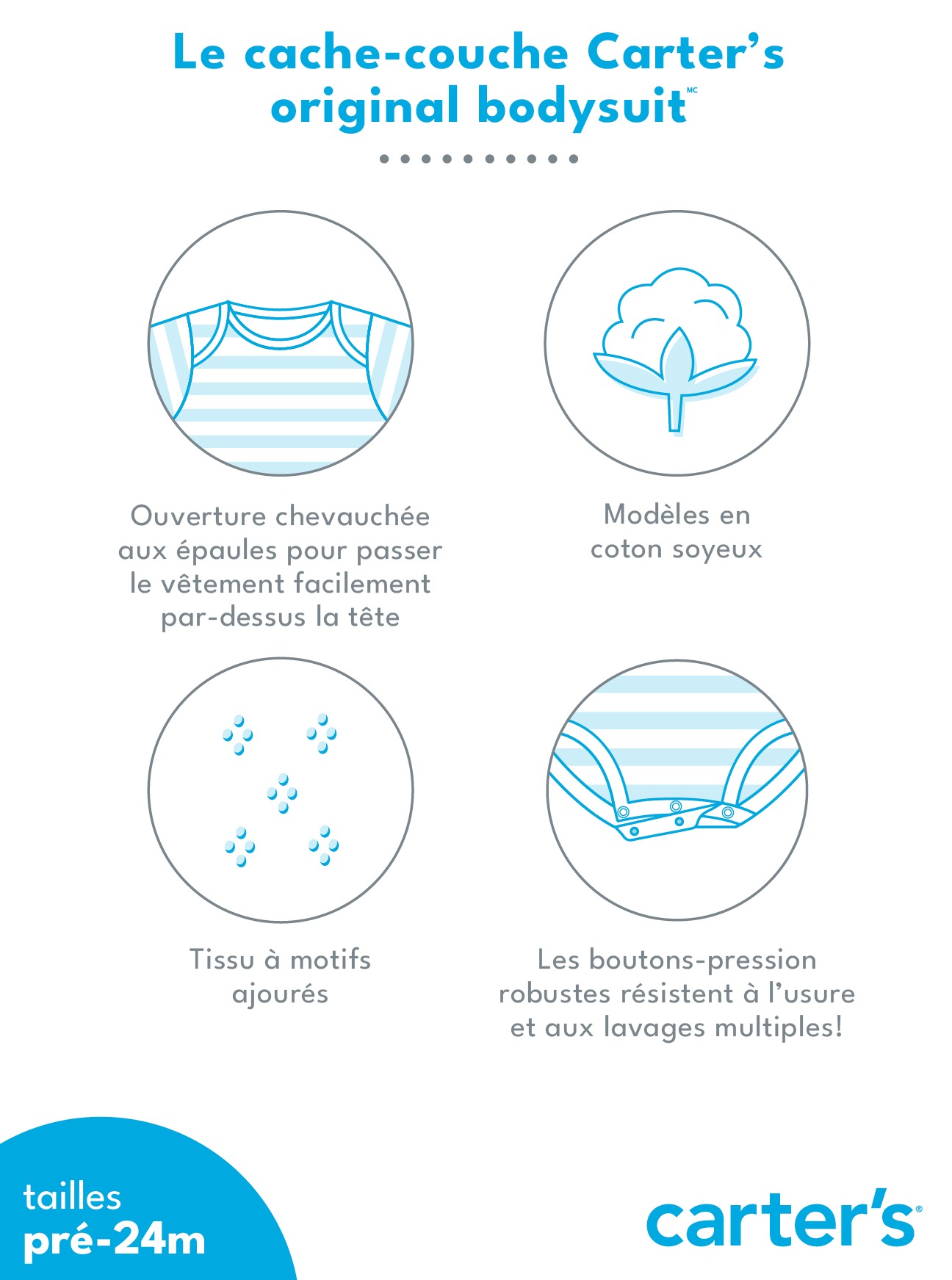 Bébé Emballage de 4 cache-couches en tissu ajouré à manches longues
